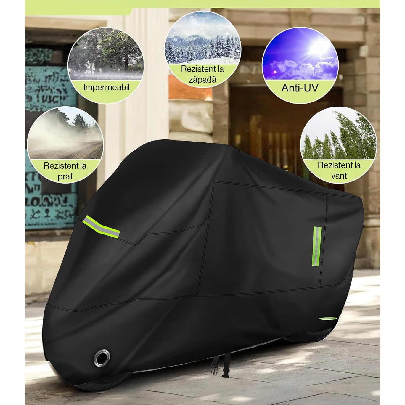Husa motocicleta NextWave® XXL 245×104×125 cm – impermeabila, rezistenta la vant si praf, protectie UV, cu benzi – imaginea 6