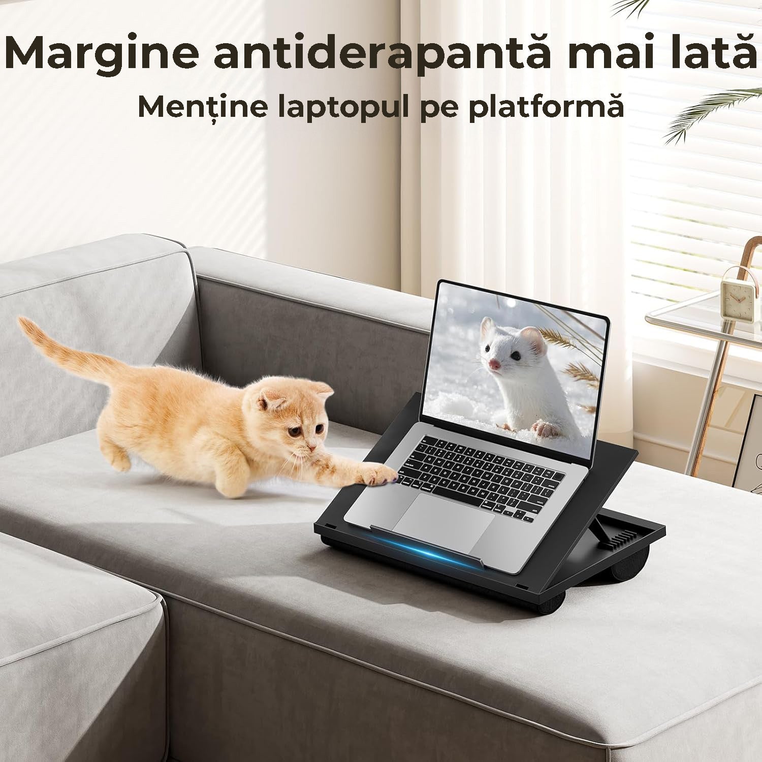 NextWave® Masa laptop reglabila cu perna – 9 unghiuri ajustabile, suport pentru laptop pana la 15,6", mouse pad integrat – imaginea 6