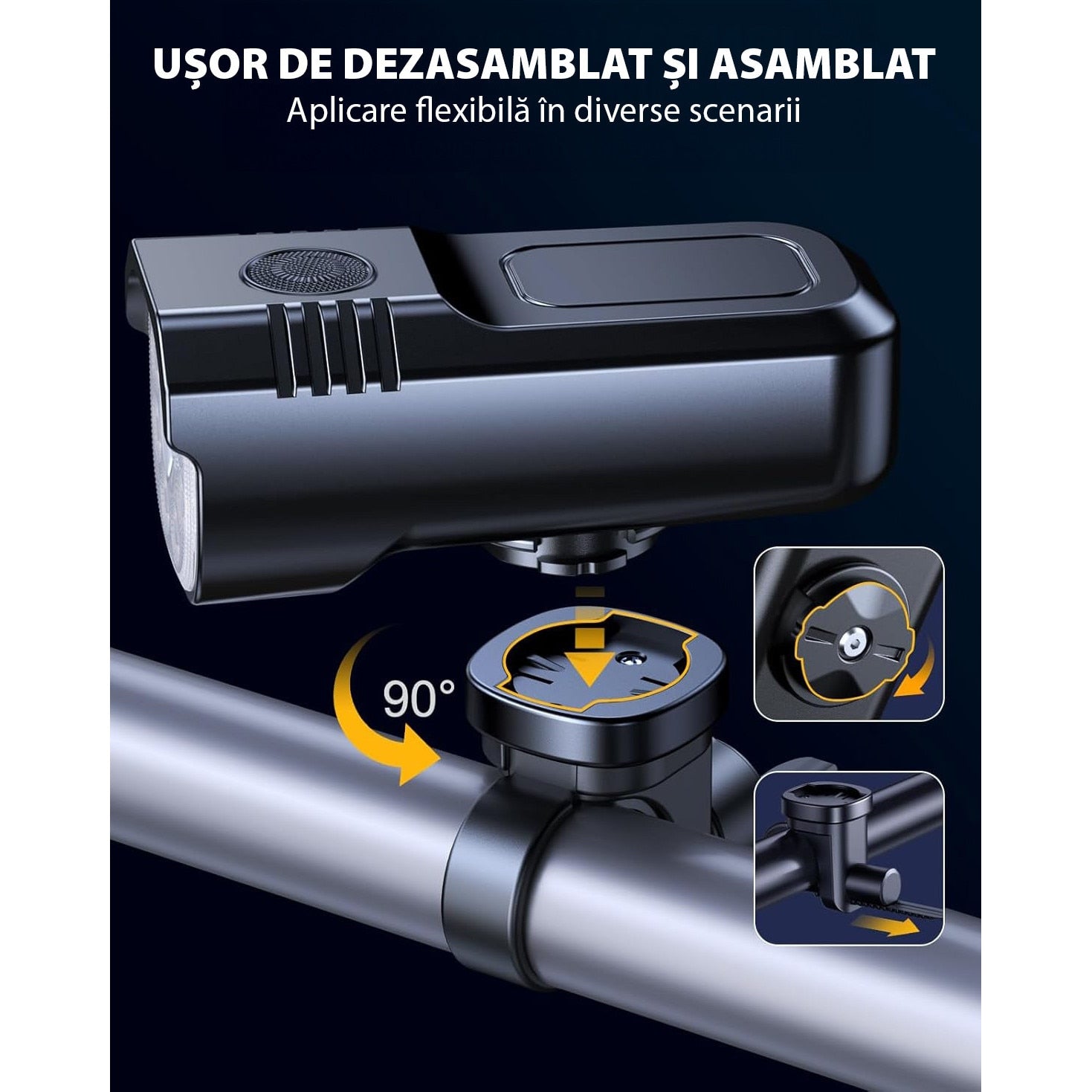 Set Lumini Bicicleta, Trotineta Fata Spate BeGenius®, Far si Stop Reincarcabil USB, Far 8 Moduri si Stop cu 7 Moduri de – imaginea 6