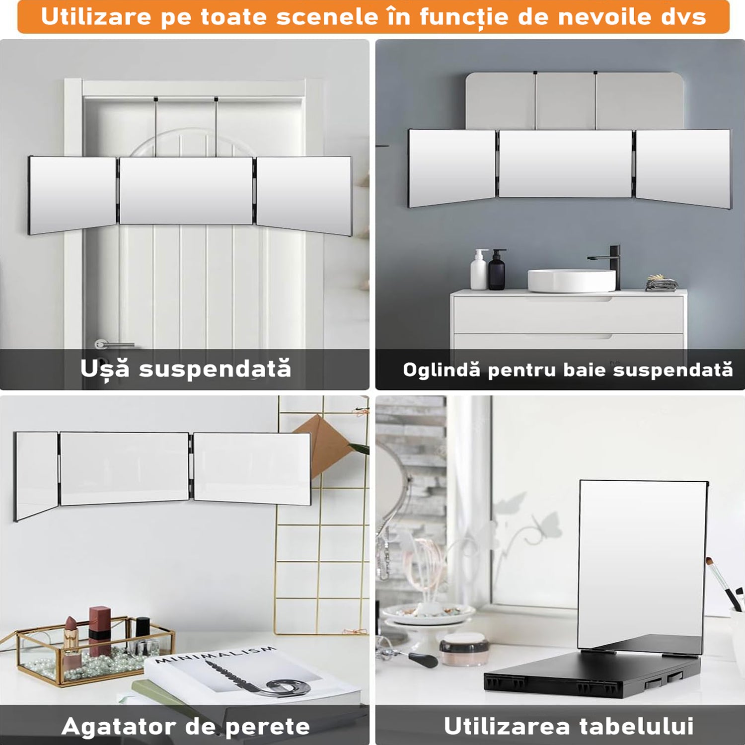 Oglinda 360°, NextWave™, Potrivita pentru machiaj, aranjare, coafare, barbierit, ingrijire, Sistem agatare, Inaltime – imaginea 6