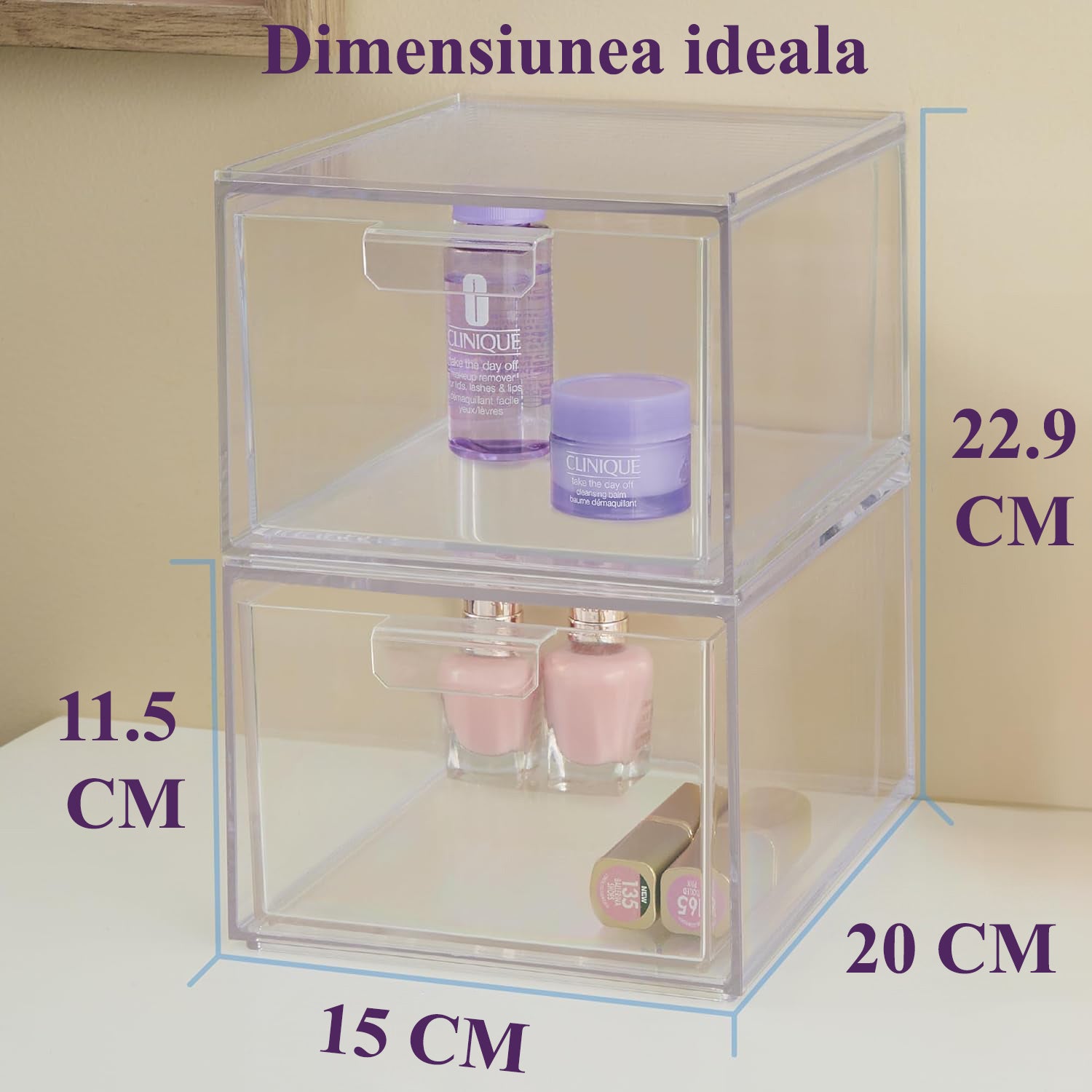 Organizator universal 2 bucati pentru cosmetic NextWave®️, multifunctional cu sertare glisante, recipient de depozitare – imaginea 6