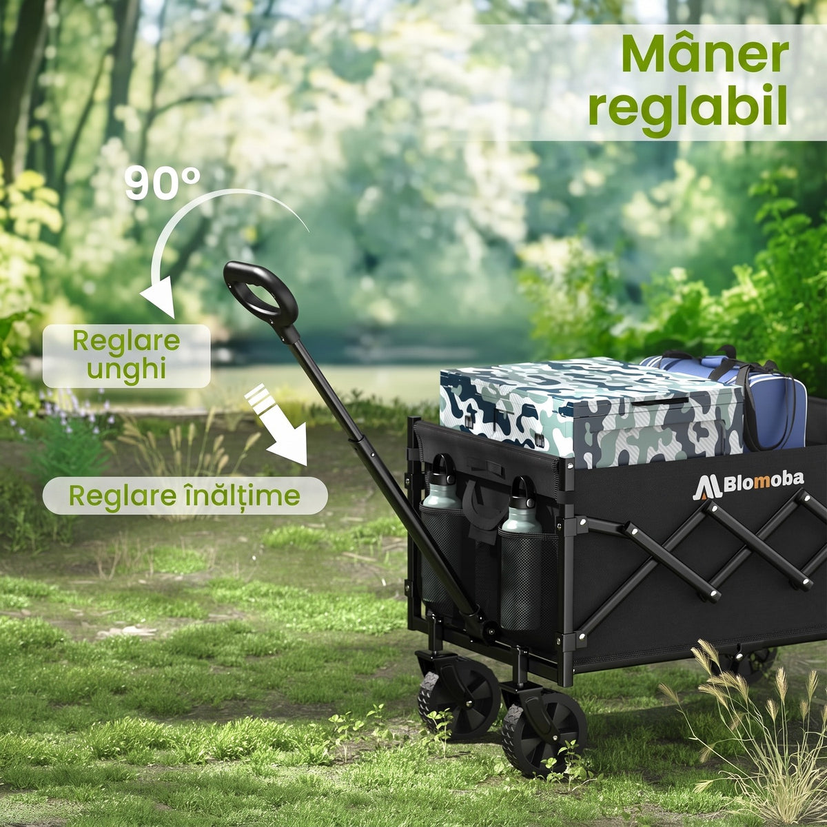 Cărucior pliabil utilitar NextWave®️, capacitate mare de încărcare 99,8 kg, roți pivotante la 360° pentru orice teren, mâner – imaginea 6