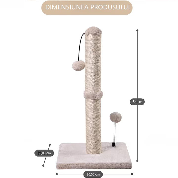 Ansamblu de joaca pentru pisici adulte sau pui NextWave®, Stalp pentru ascutit ghearelor, bila suspendata, confectionat din – imaginea 6