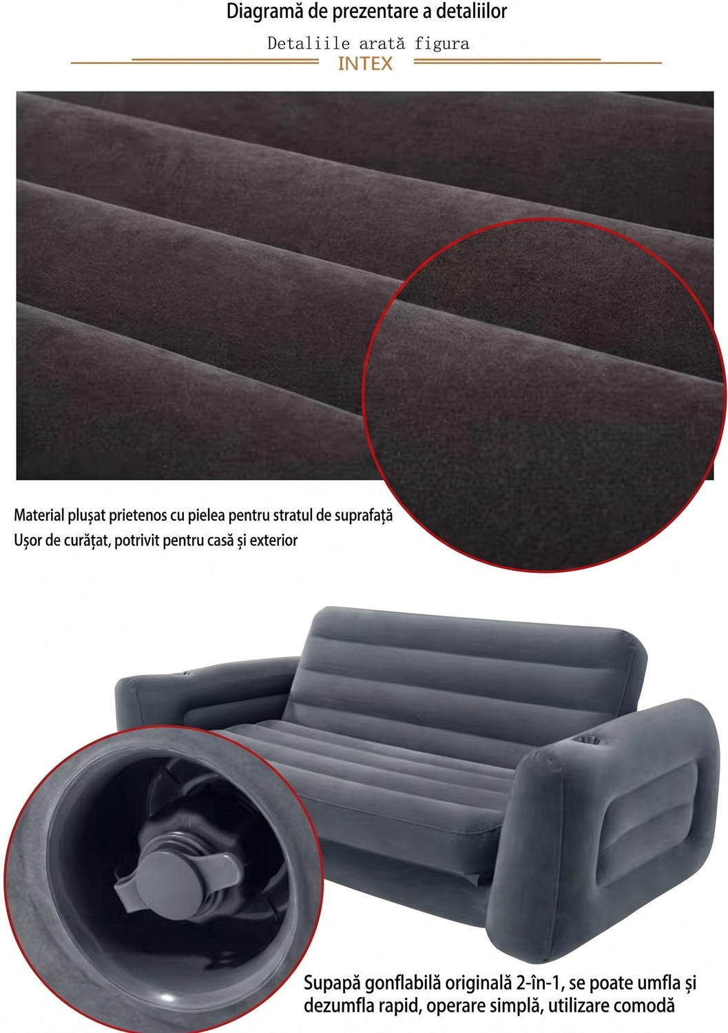 Canapea gonflabilă extensibilă NextWave®️, fotoliu dublu 2 în 1, spătar ergonomic cu susținere lombară, supapă 2 în 1 pentru – imaginea 5