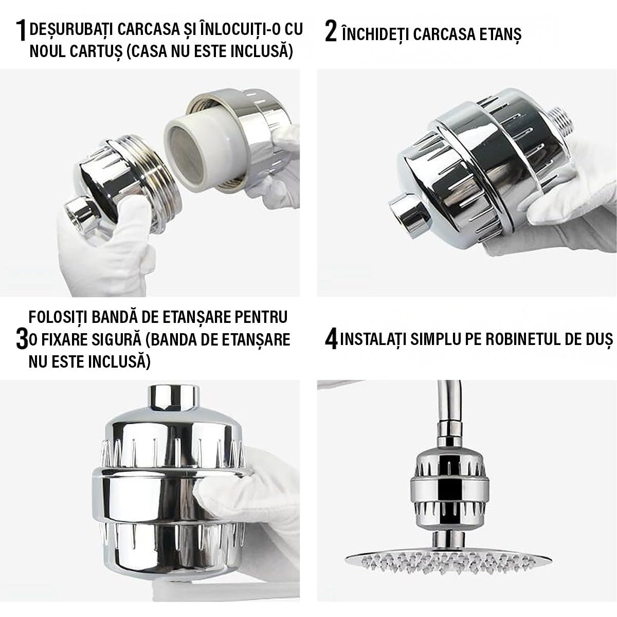 Set 4 Filtre de apa premium NextWave® pentru para de dus cu 4 stagii de filtrare, usor de instalat, infuzie de minerale si – imaginea 6