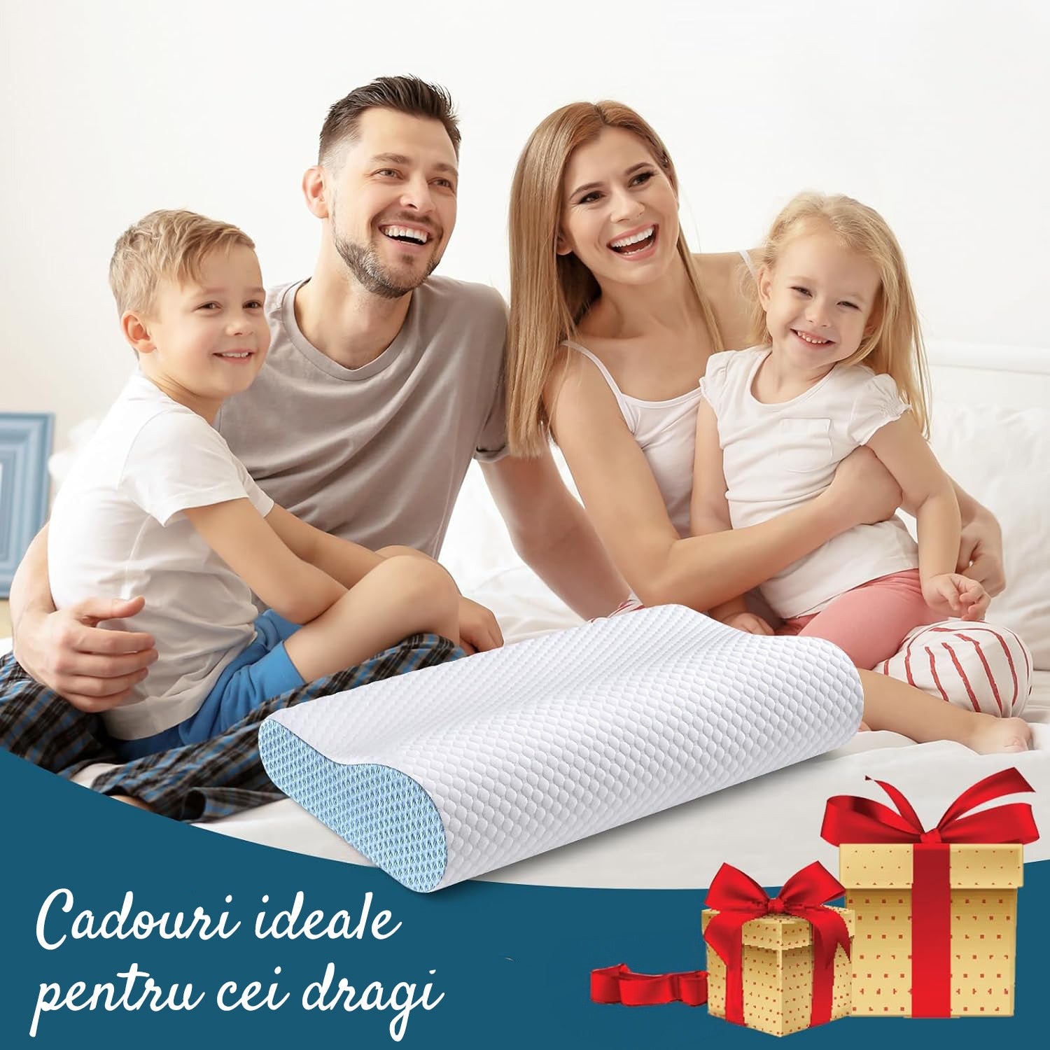 Perna ortopedica pentru dormit NextWave®, Spuma cu Memorie ergonomica pentru Gat si Suport Cervical, Ideala pentru dormitul – imaginea 6