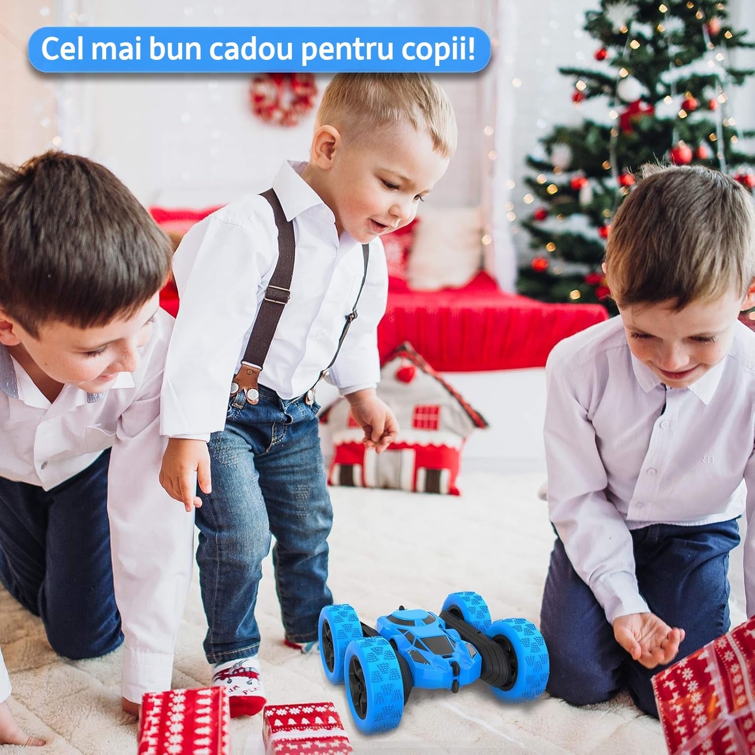 Masina cu telecomanda RC, Fata dubla cu rotire 360°, traciune 4WD, lumini LED, frecventa 2.4GHz, cauciucuri offroad, 2 – imaginea 6