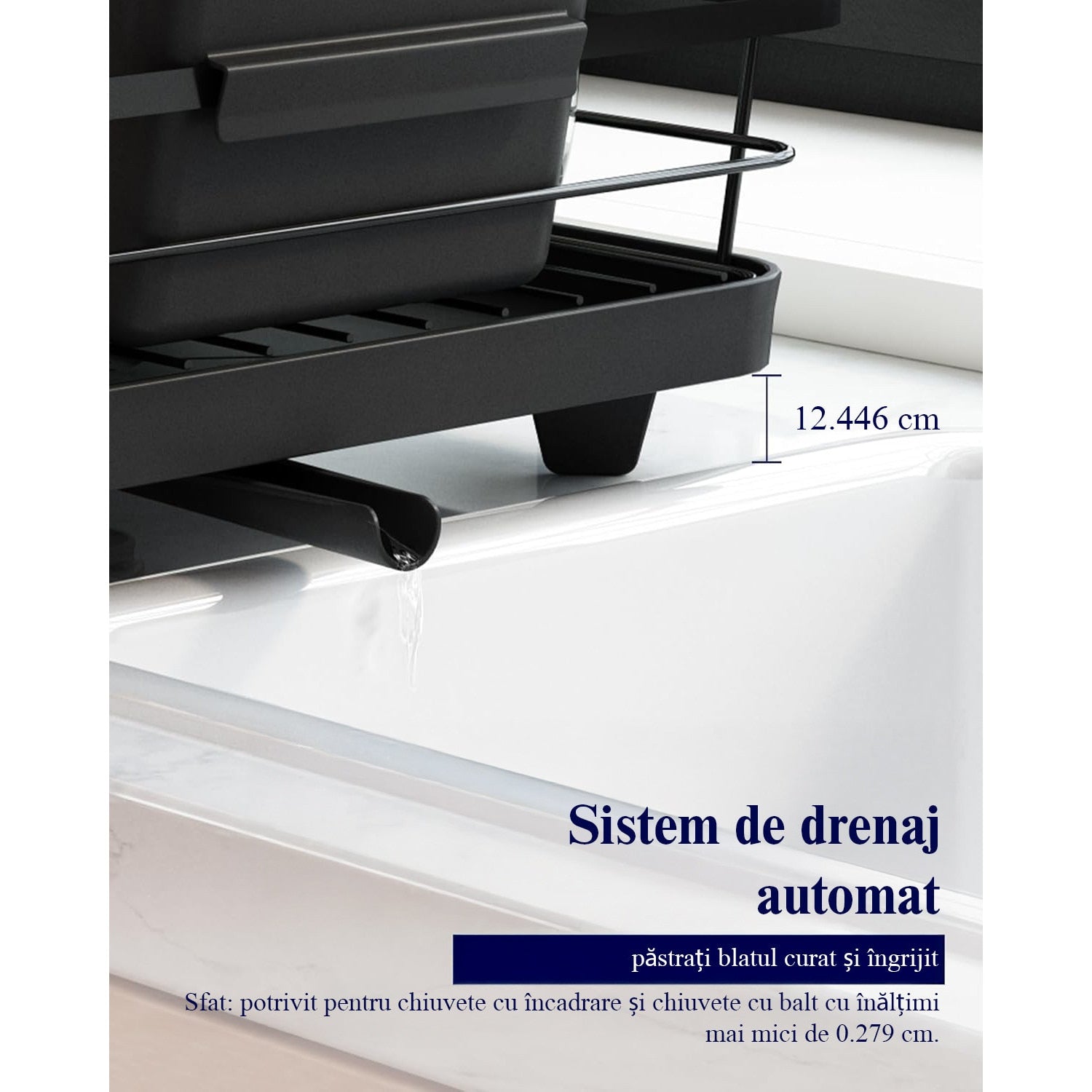 Scurgator vase cu suport scurgere automata NextWave®️, Suport pentru vase, multifunctional, suport pentru tacamuri si – imaginea 6