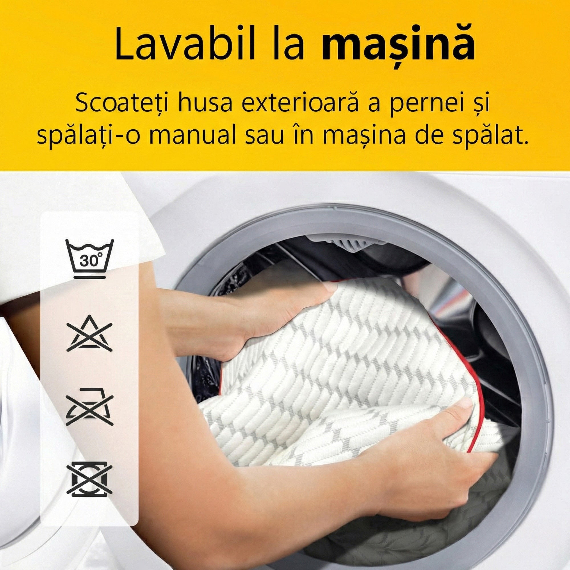 Perna ortopedica pentru dormit ajustabila NextWave®️, Spuma cu Memorie Maruntita pentru Gat si Suport Cervical, 2 Zone de – imaginea 6