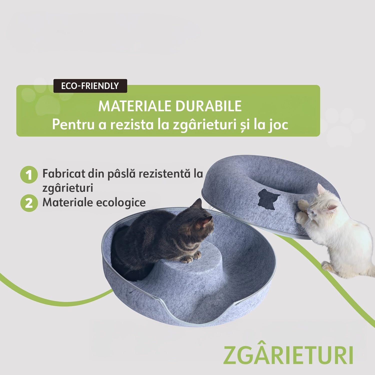 Pat pentru pisici si animale mici NextWave®, Culcus cu fereastra ventilata, design tunel detasabil, rezistent la zgarieturi – imaginea 6