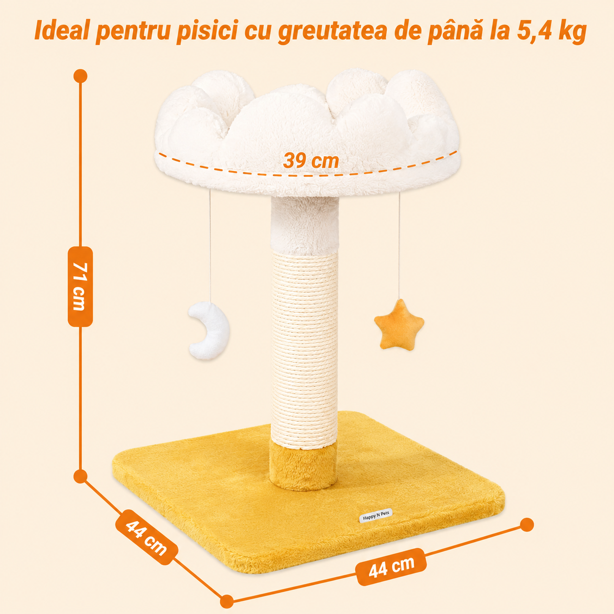 Ansamblu de joaca pentru pisici NextWave®, cu pat moale in forma de nor si husa detasabila lavabila, stalp gros de zgariat – imaginea 6
