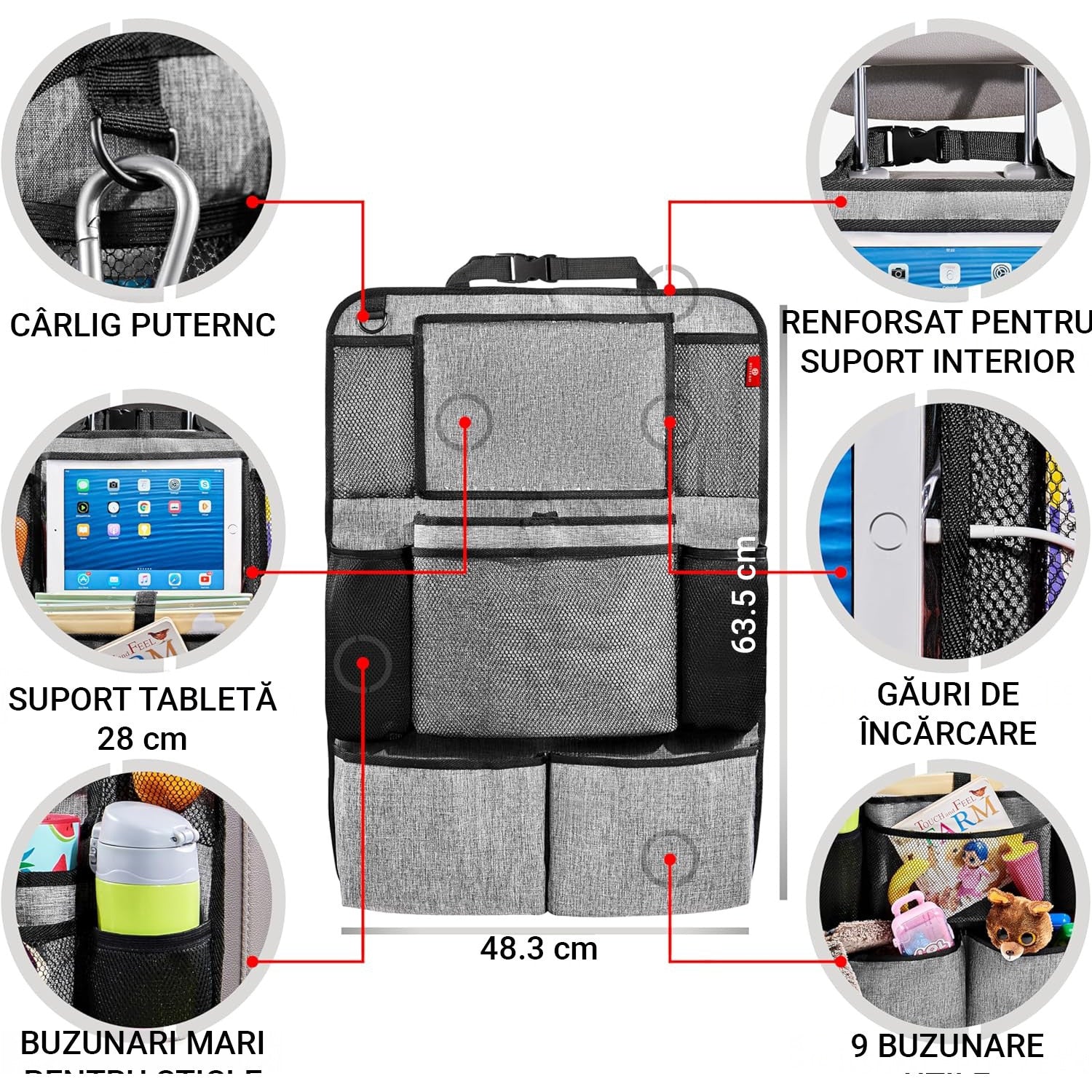 Huse Auto pentru spatarul scaunelor din fata NextWave®, Protectie spatar pentru masina, Organizator auto rezistent la Apa, 9 – imaginea 6
