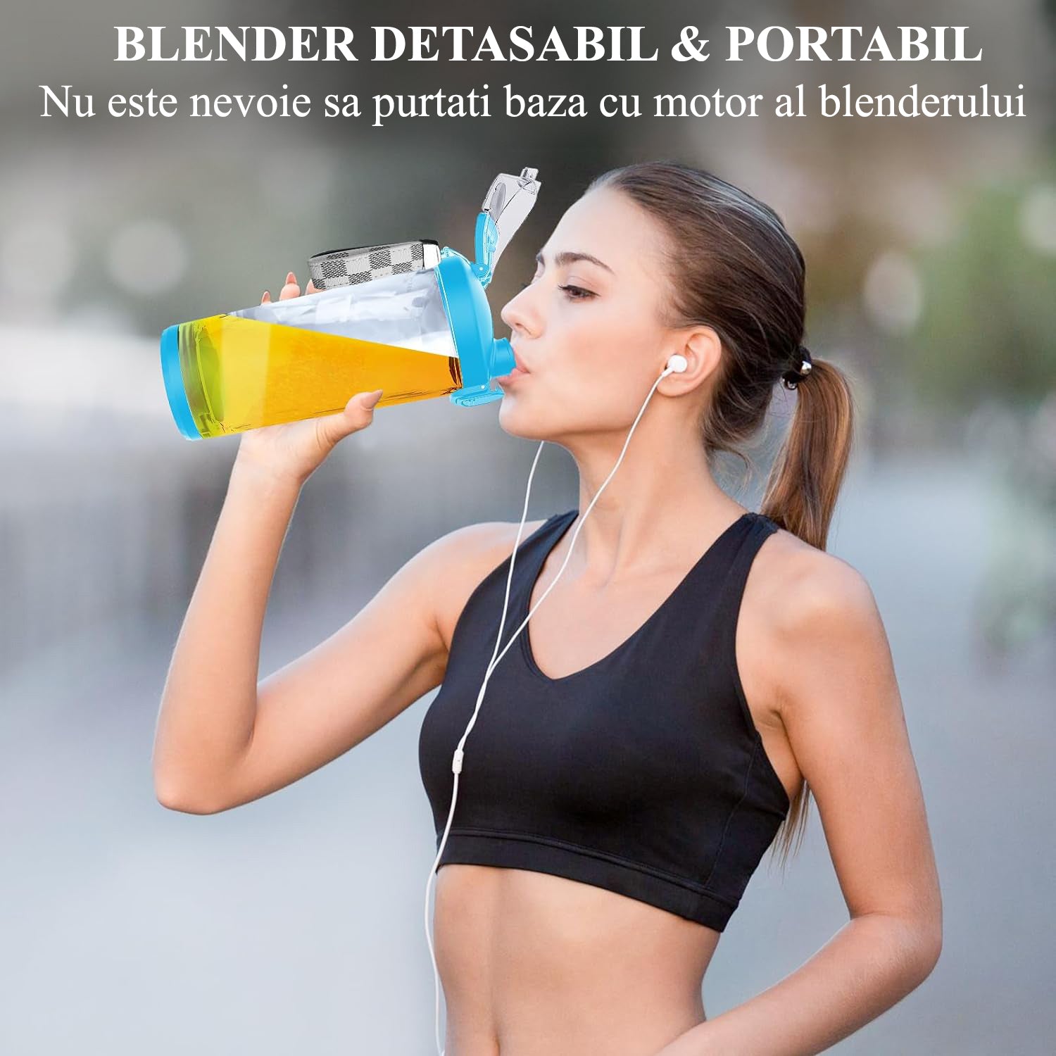 Mini Blender Electric Portabil NextWave™, Multifunctional, Auto-curatare, Autonomie Mare, Recipient detasabil cu capac – imaginea 6