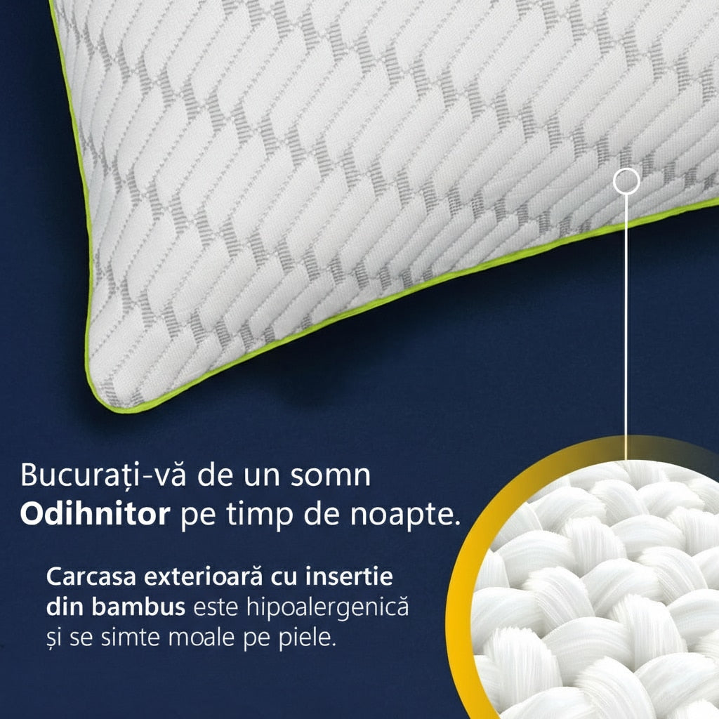 Set 2 perne ortopedice pentru dormit ajustabile NextWave®️, Spuma cu Memorie Maruntita pentru Gat si Suport Cervical, Ideala – imaginea 6