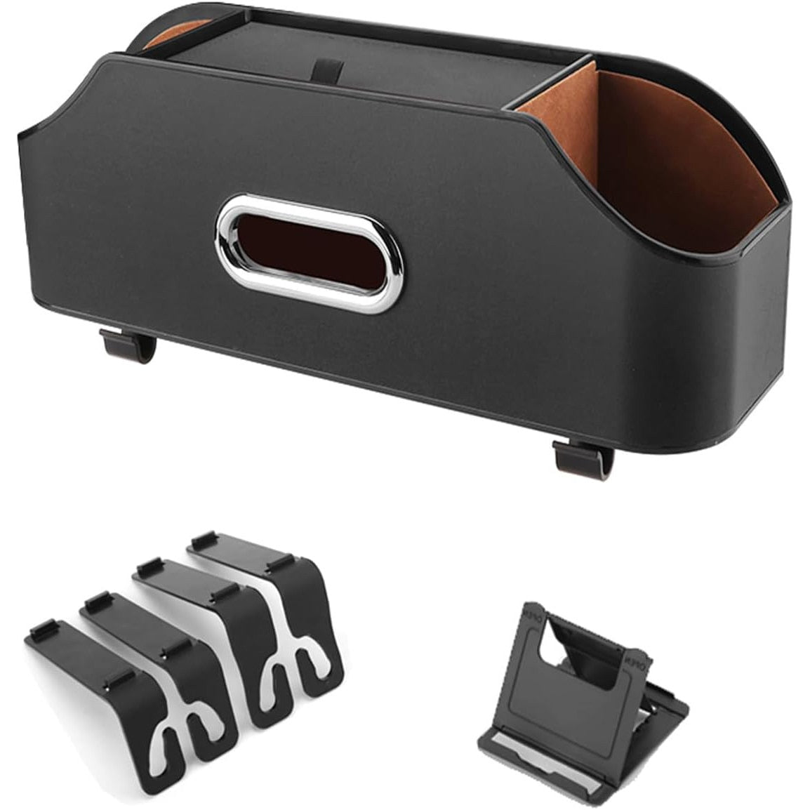 Organizator spatar auto NextWave®️, suport multifunctional cu buzunar pentru tableta, 2 suporturi de pahare, material – imaginea 6