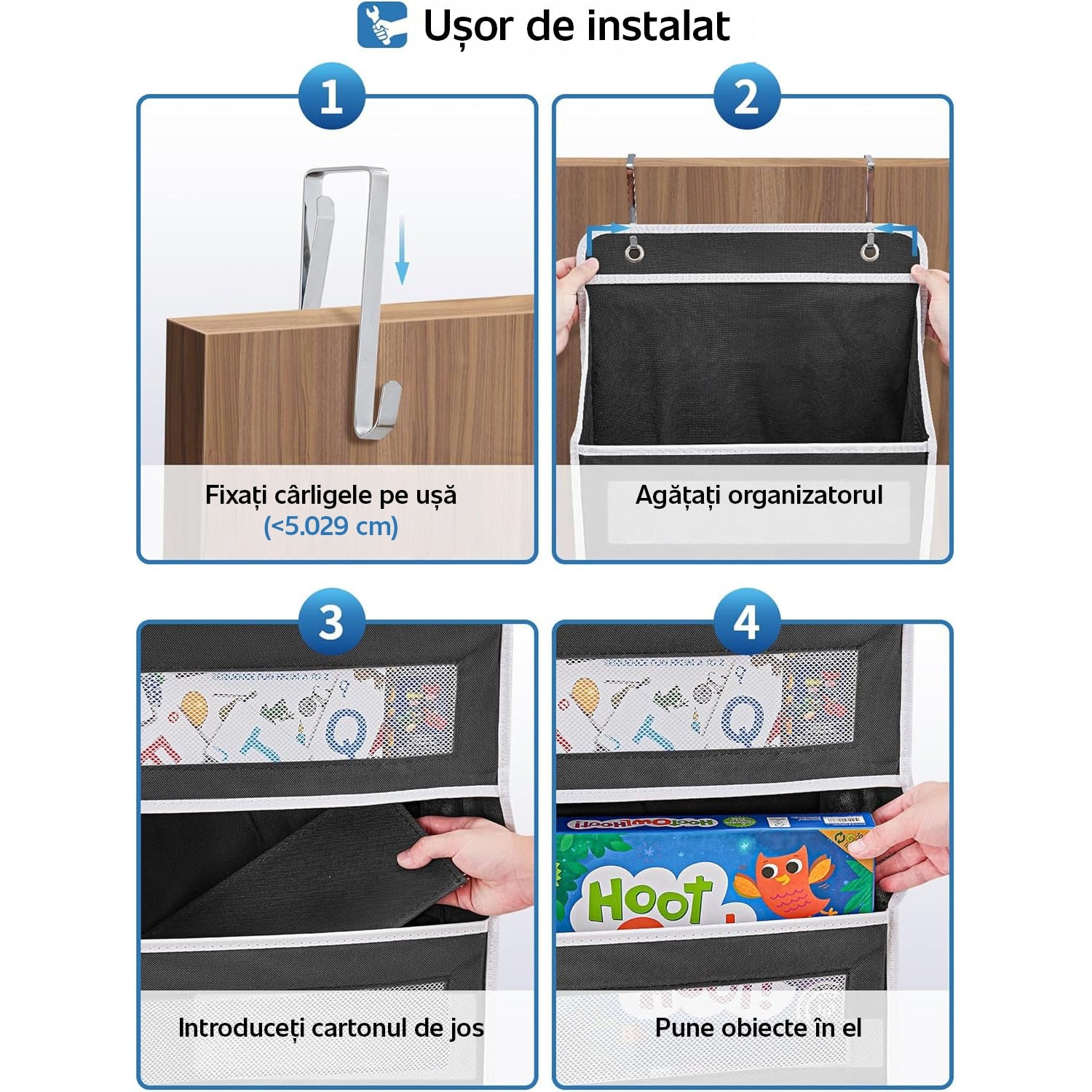 Organizator de usa NextWave®️, 5 compartimente, depozitare pe perete cu raft, material netesut, pliabil, spatiu de – imaginea 6
