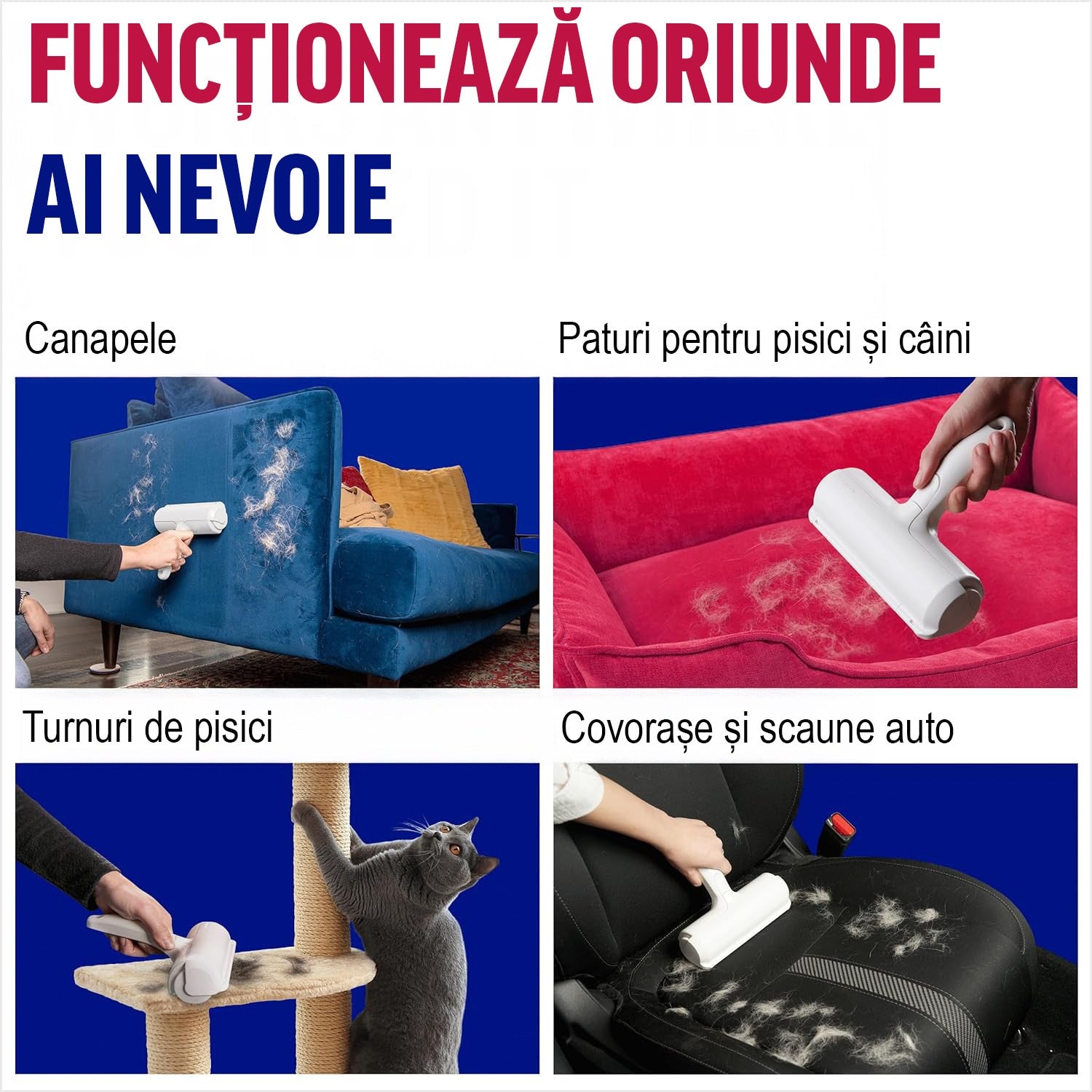 Perie pentru curatarea parului NextWave® de pisici, caini sau alte animale de companie, reutilizabila, Alb – imaginea 6