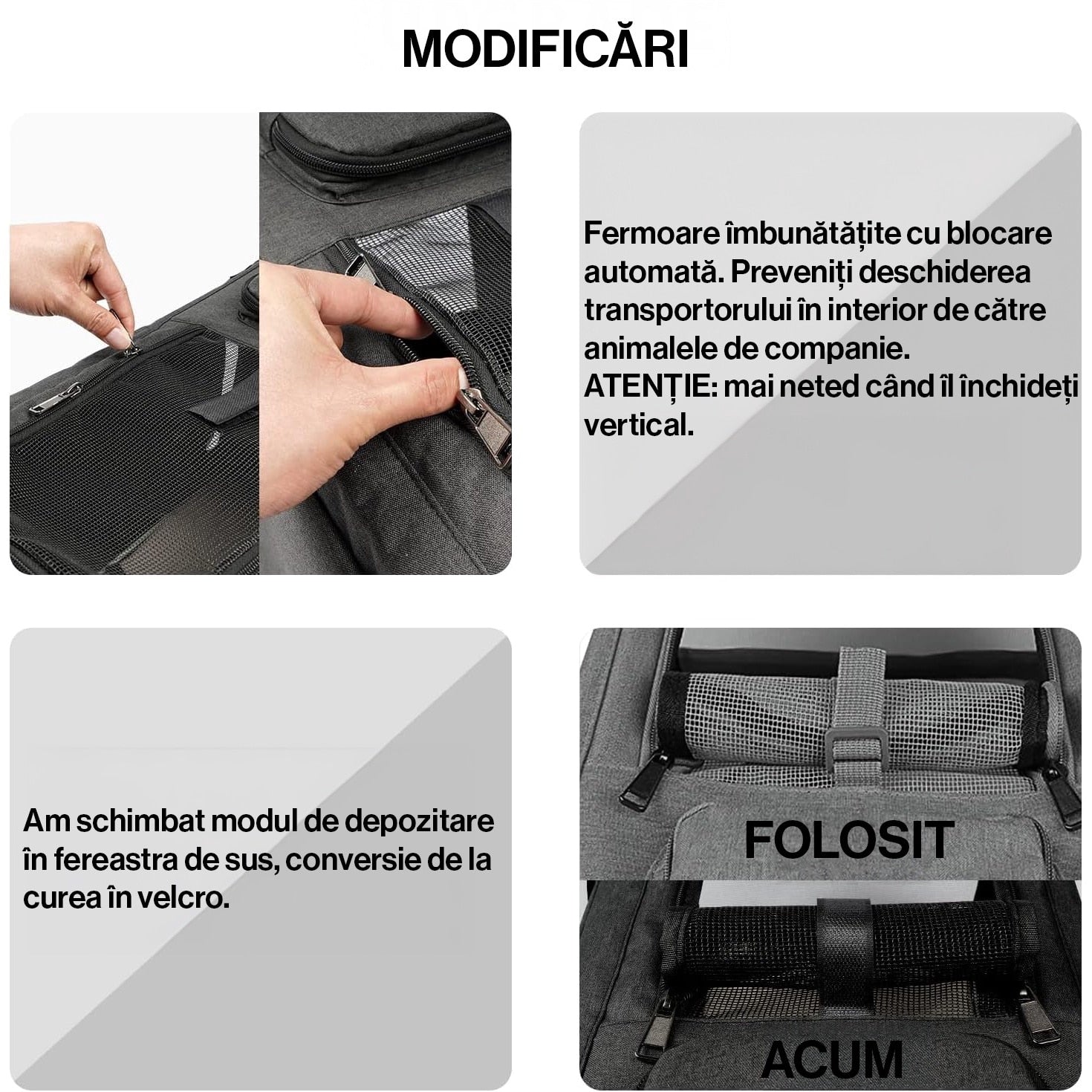 Geanta pentru transport animale mici NextWave®, pisica, caine, iepure, din panza, 46x30x30, Baza rezistenta cu covoras, Usor – imaginea 6