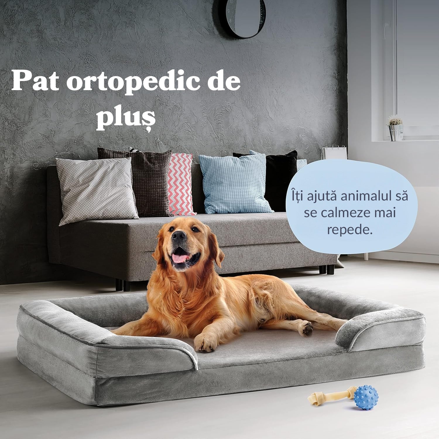 Pat Ortopedic Tip Canapea pentru Caini, Ultra Confortabile pentru Caini de Talie Foarte Mare, Pat Respirabil si Impermeabil – imaginea 6