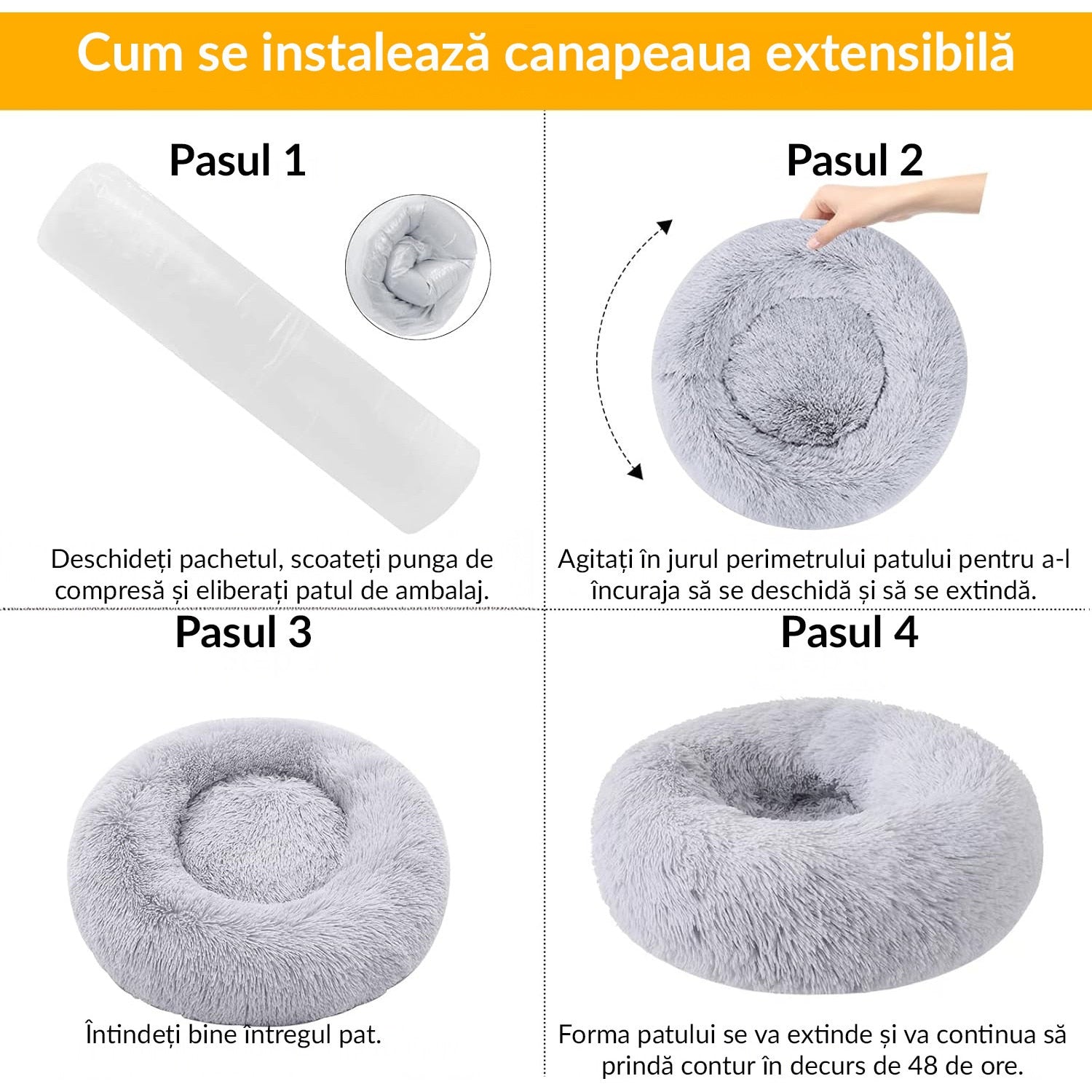 Pat Pentru Caini Sau Pisici NextWave®, pentru animale de companie, Rotund, Antiderapant, Confortabil Si Usor De Curatat – imaginea 6