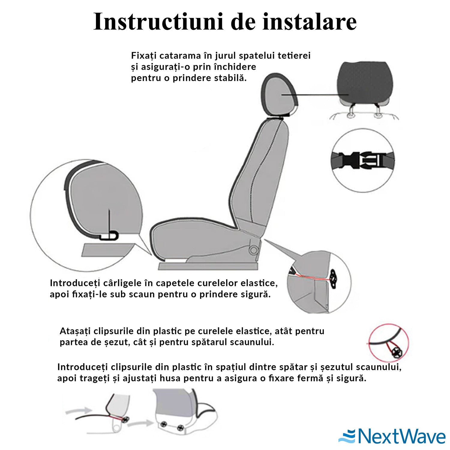 Husa scaun auto universala NextWave® pentru scaun fata, protectie scaun masina, taxi si ride sharing, antialunecare – imaginea 6