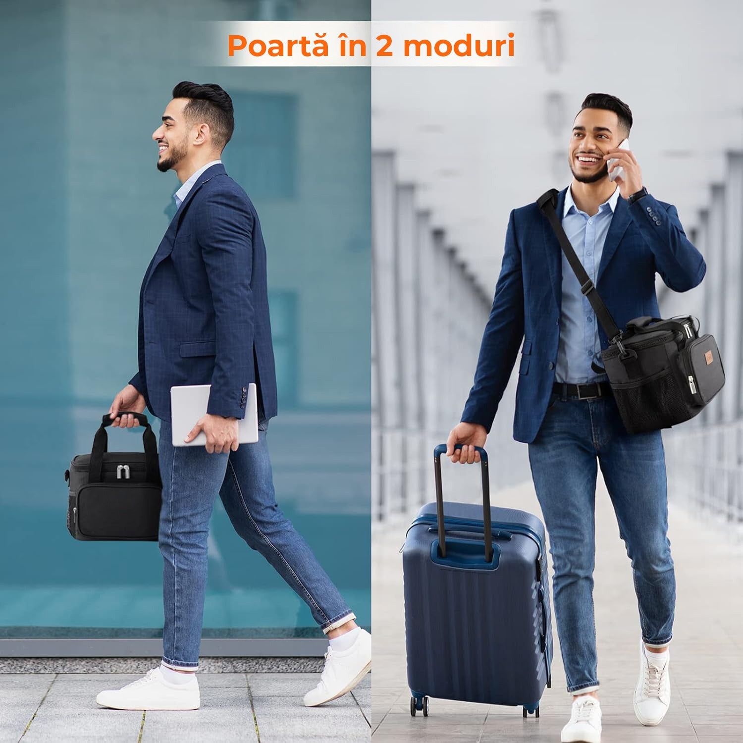 Geanta termoizolanta 9L NextWave® – portabila, cu compartiment spatios si buzunare laterale, curea ajustabila si maner – imaginea 6