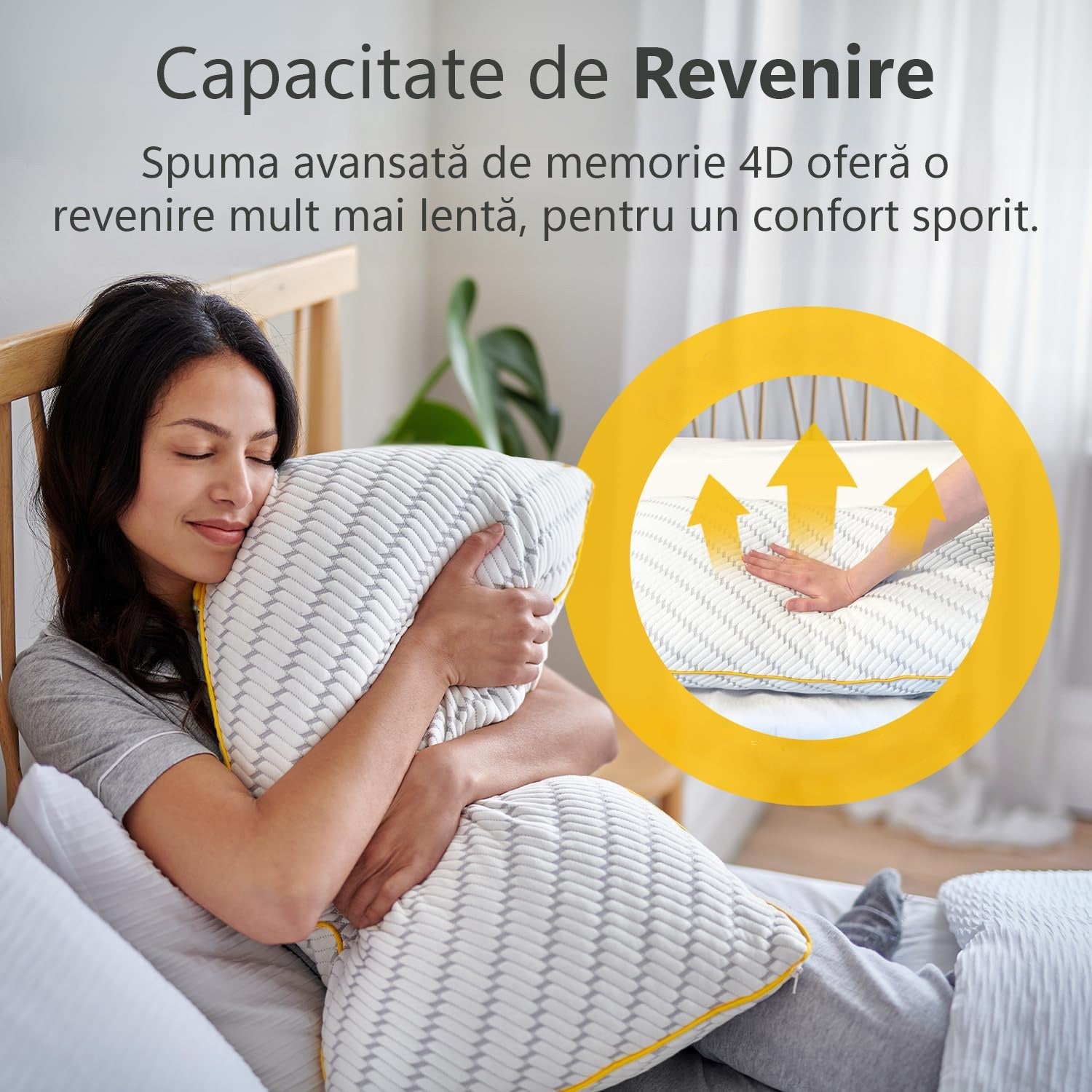Perna ortopedica pentru dormit ajustabila NextWave®️, Spuma cu Memorie Maruntita pentru Gat si Suport Cervical, 2 Zone de – imaginea 6