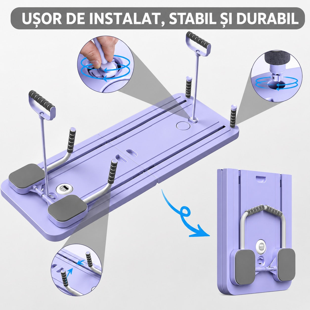 Aparat Pilates Reformer pliabil NextWave® – echipament de antrenament pentru acasa, ideal pentru incepatori si avansati – imaginea 6