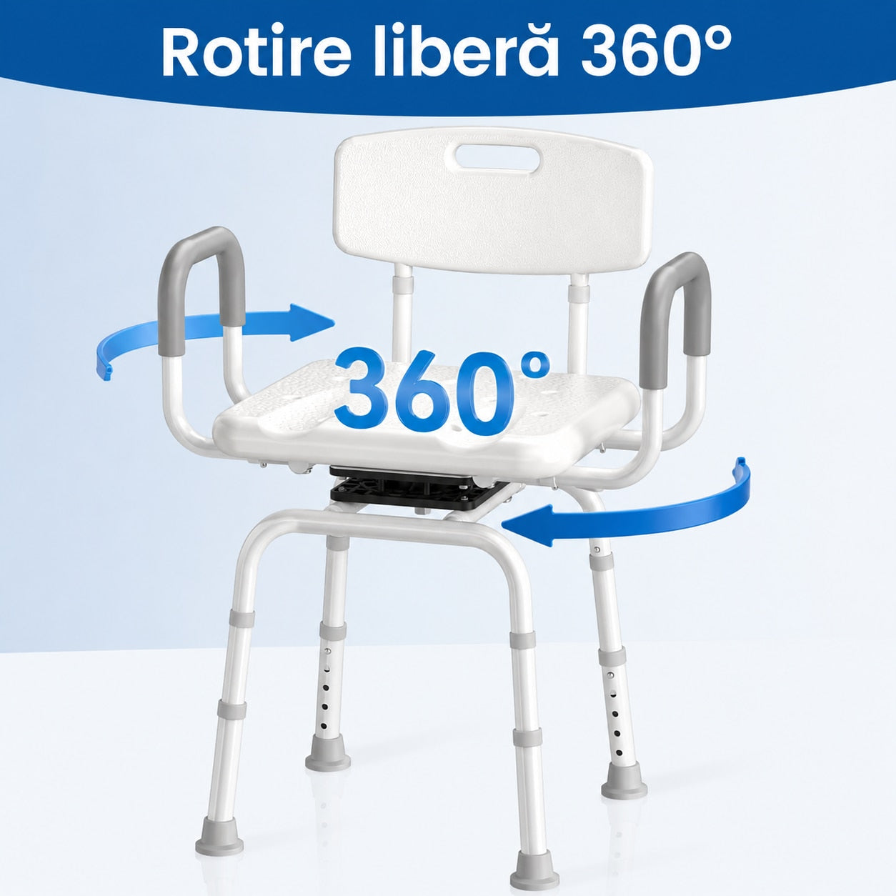 Scaun de dus NextWave®, rotativ la 360°, reglabil pe inaltime, cu spatar si cotiere, cadru rezistent din aluminiu, picioare – imaginea 6