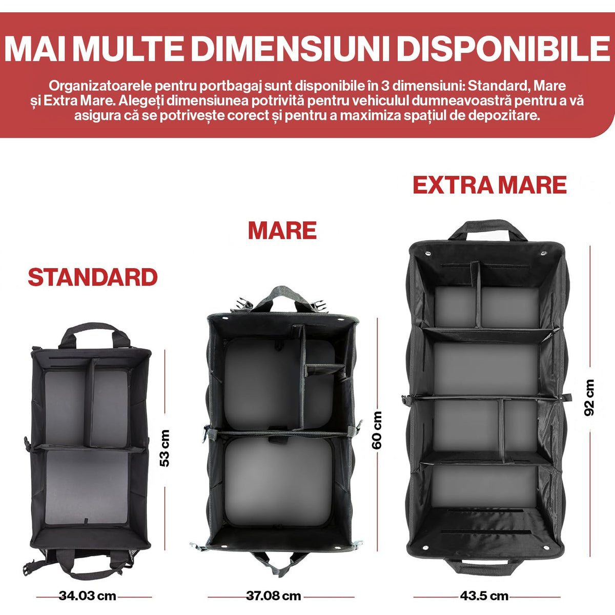 Organizator portbagaj auto pliabil NextWave®️ L, compartimentare personalizabila cu subdivizor detasabil, 2 buzunare mari – imaginea 6