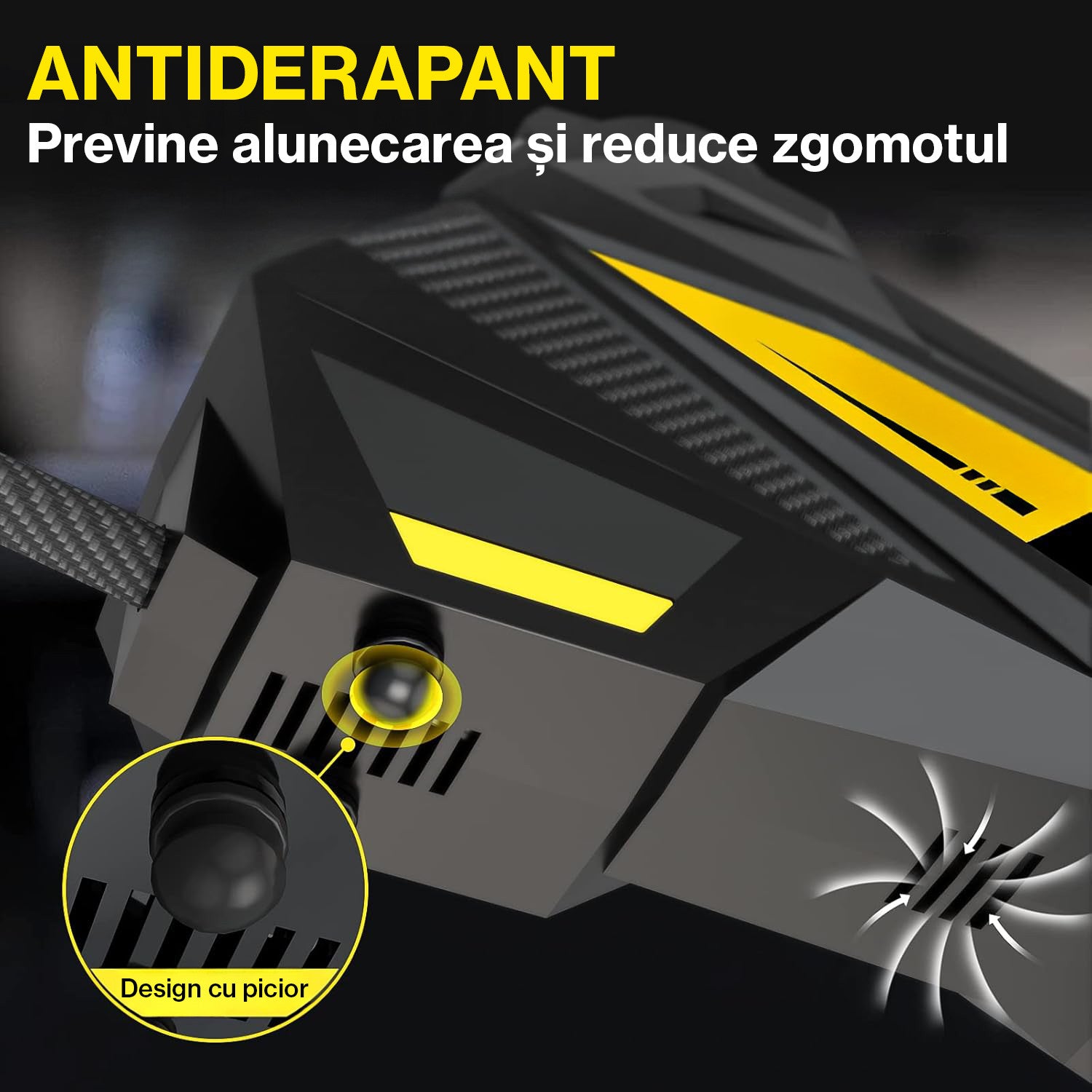 Compresor auto portabil NextWave 12V, manometru digital, 150 PSI, galben-negru – imaginea 6
