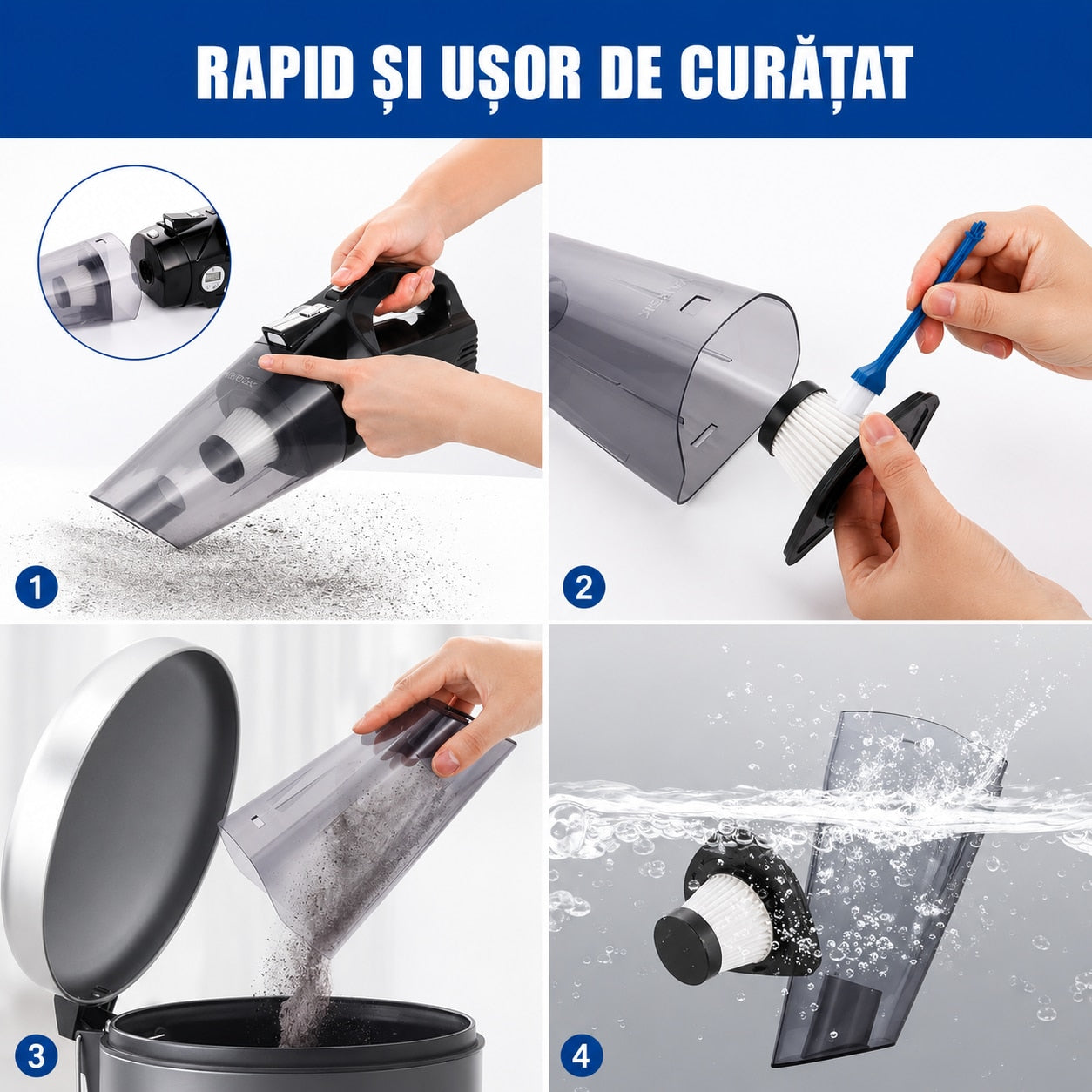 Aspirator Auto Multifunctional NextWave si Compresor Portabil cu Fir, Aspirare Rapida, Umflare Anvelope cu Afisaj pentru – imaginea 6