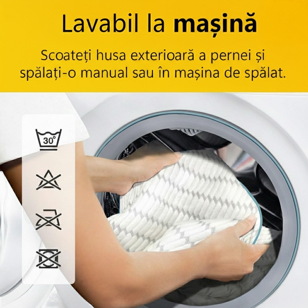 Set 2 perne ortopedice pentru dormit ajustabile NextWave®️, Spuma cu Memorie Maruntita pentru Gat si Suport Cervical, Ideala – imaginea 6