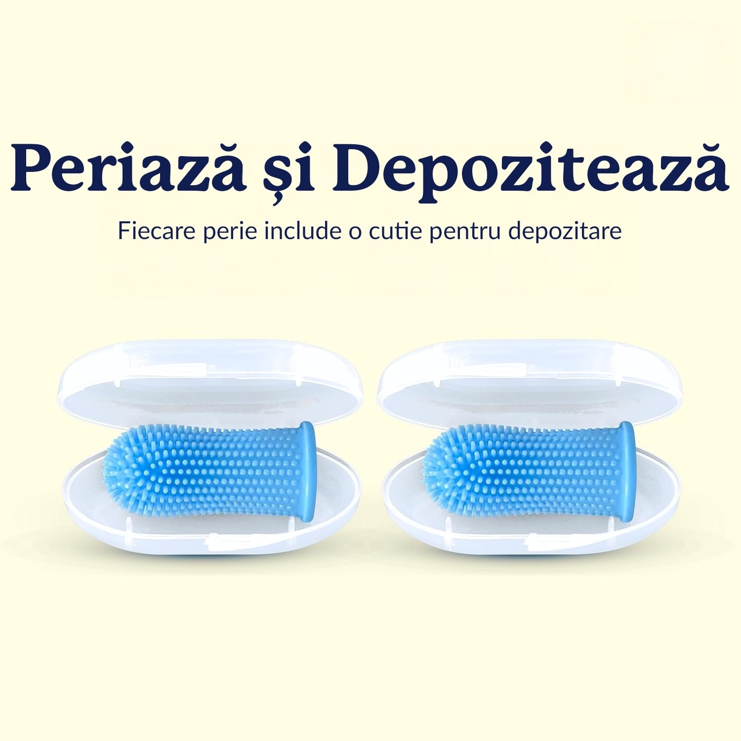 Set 2 periute de dinti pentru animale de companie tip degetar 360°, caine, pisica de dimensiune mare sau mica, silicon moale – imaginea 7