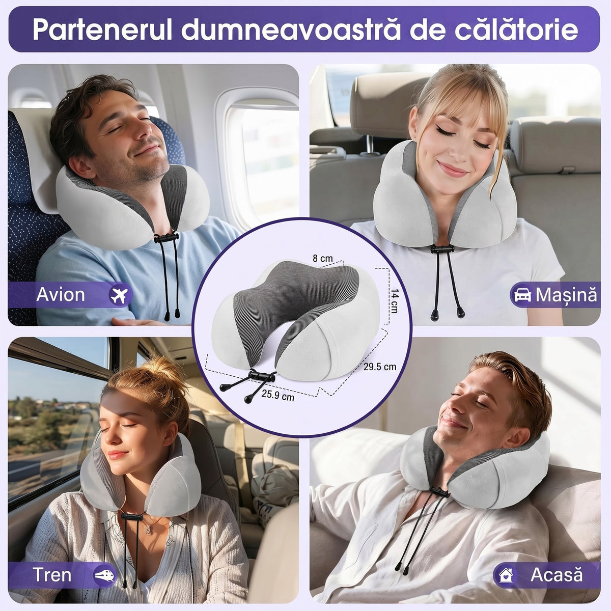 Pernă de călătorie pentru gât NextWave®️, suport ergonomic 360° pentru cap și bărbie, cataramă reglabilă, include mască de – imaginea 7