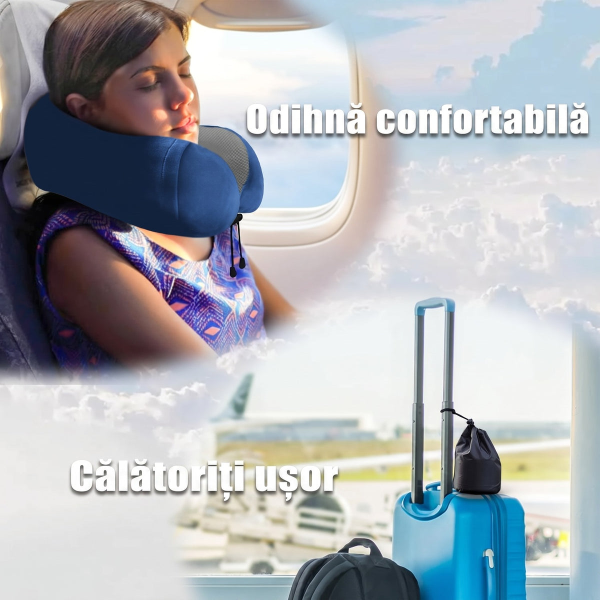 Pernă de călătorie pentru gât NextWave®️, suport ergonomic cervical, spumă cu memorie, husă din catifea detașabilă și – imaginea 7