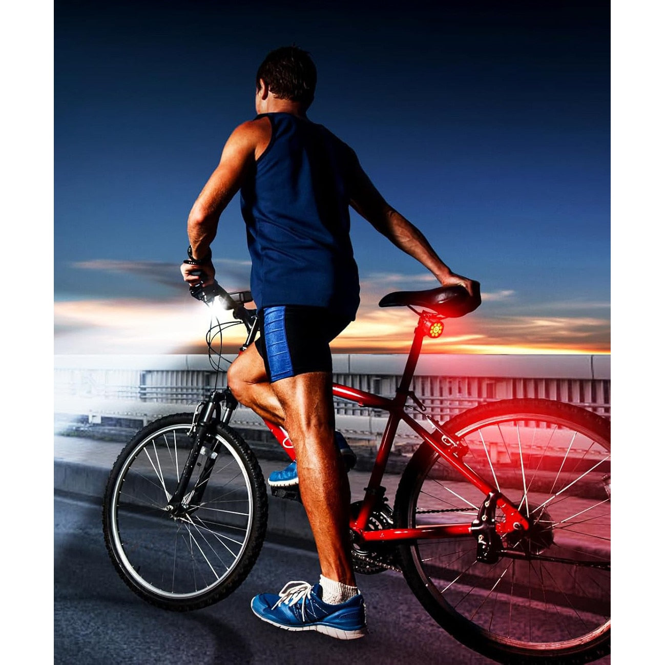Set Lumini Bicicleta, Trotineta Fata Spate BeGenius®, Far si Stop Reincarcabil USB, Far 8 Moduri si Stop cu 7 Moduri de – imaginea 7