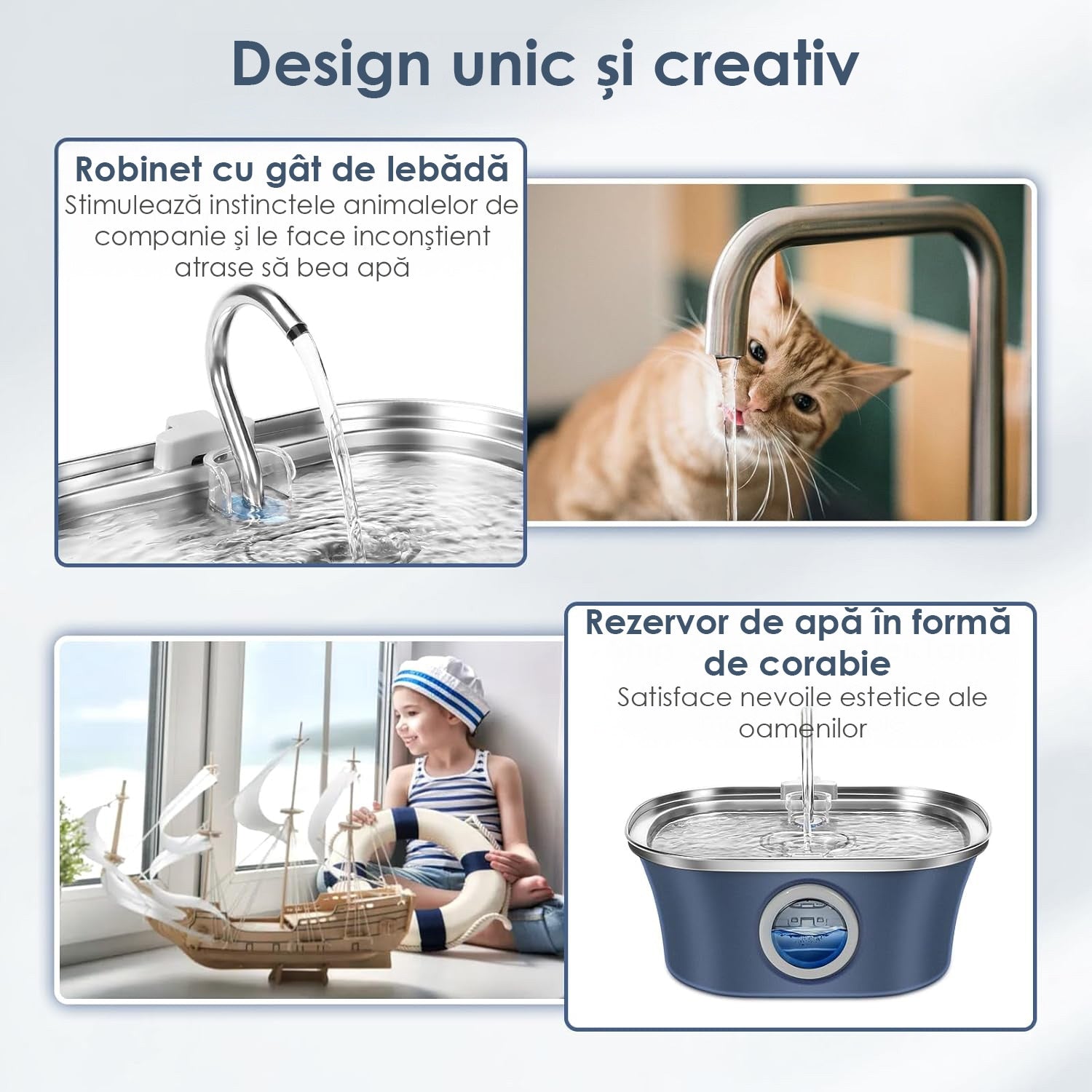 Fantana Apa Pisici si Caini NextWave®, Dispenser Automat cu fereastra mare pentru nivelul apei, purificare si filtrare prin – imaginea 7