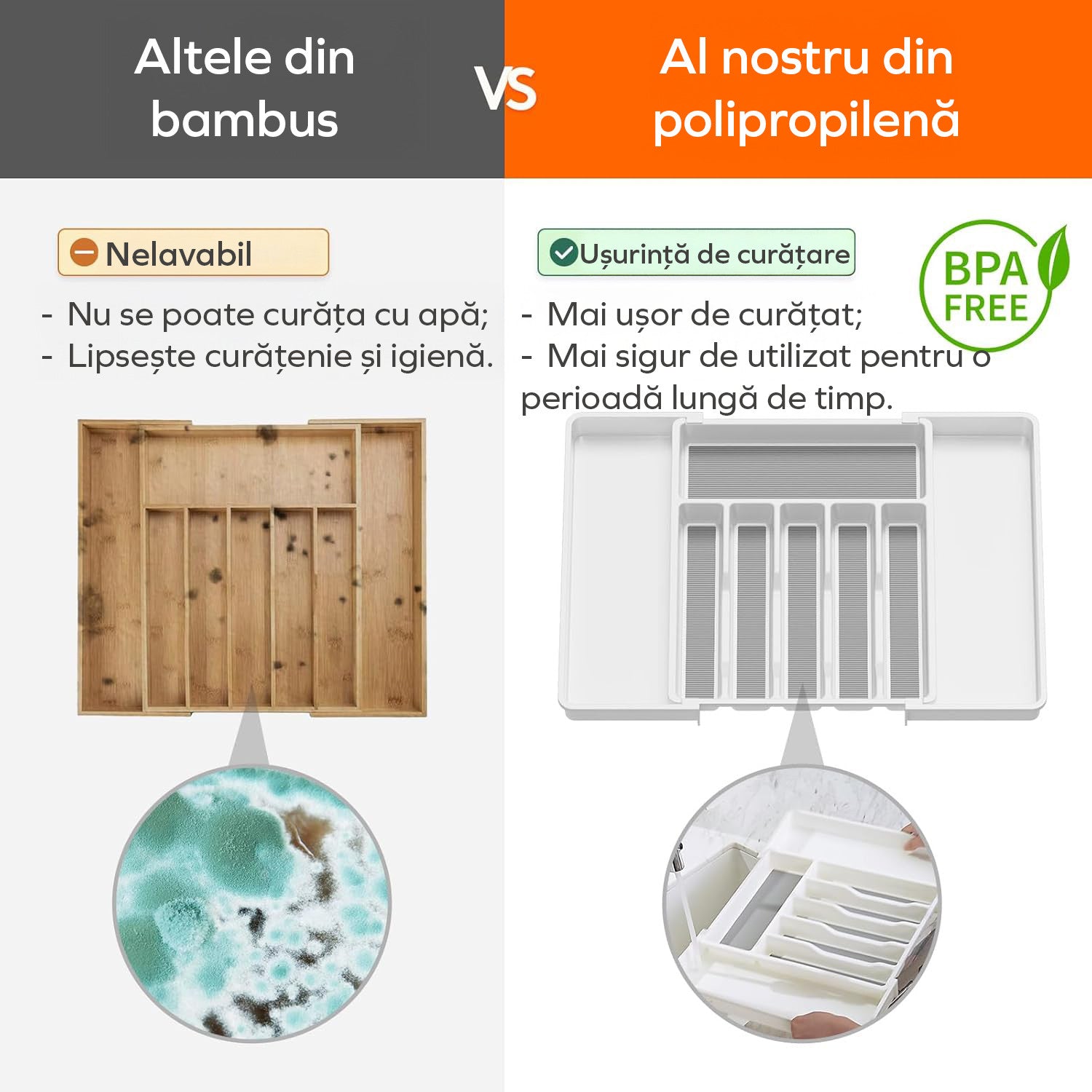 Organizator extensibil pentru tacamuri si ustensile de bucatarie NextWave® – suport sertar ajustabil 33–57 cm, cu 7–9 – imaginea 7