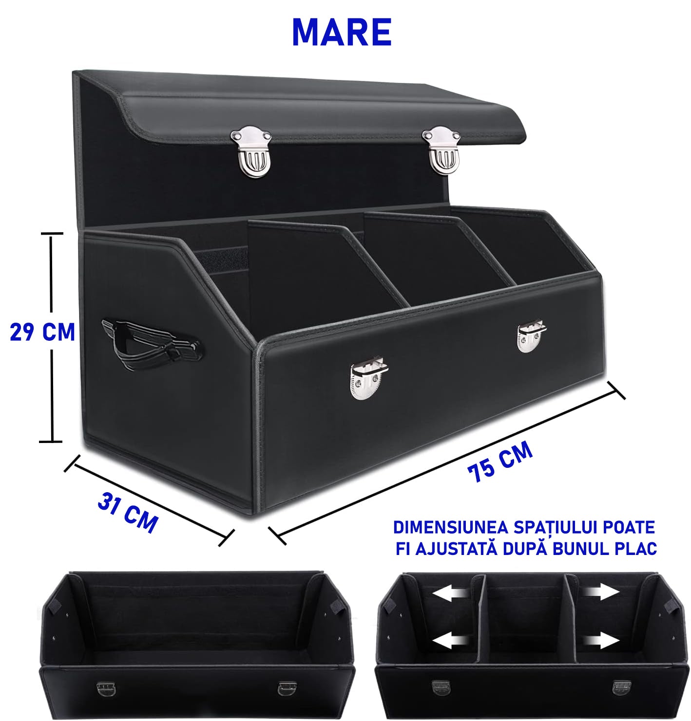 Organizator portbagaj auto Premium NextWave®️, Multifunctional, Pliabil, Rezistent, Prindere cu catarame, 3 compartimente – imaginea 7