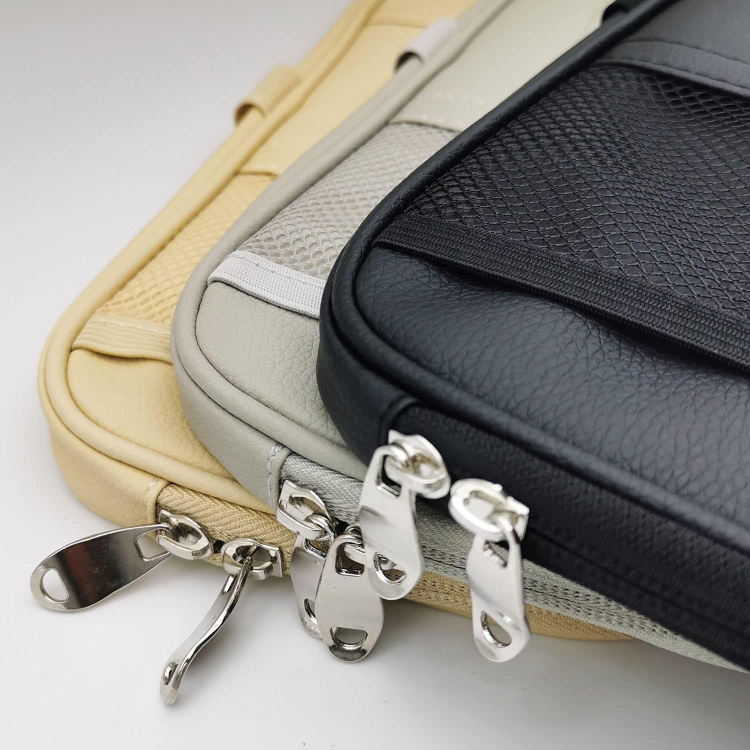 Organizator parasolar auto NextWave® din piele ecologica PU, 7 compartimente, buzunar cu fermoar, buzunar mesh, 5 sloturi – imaginea 7