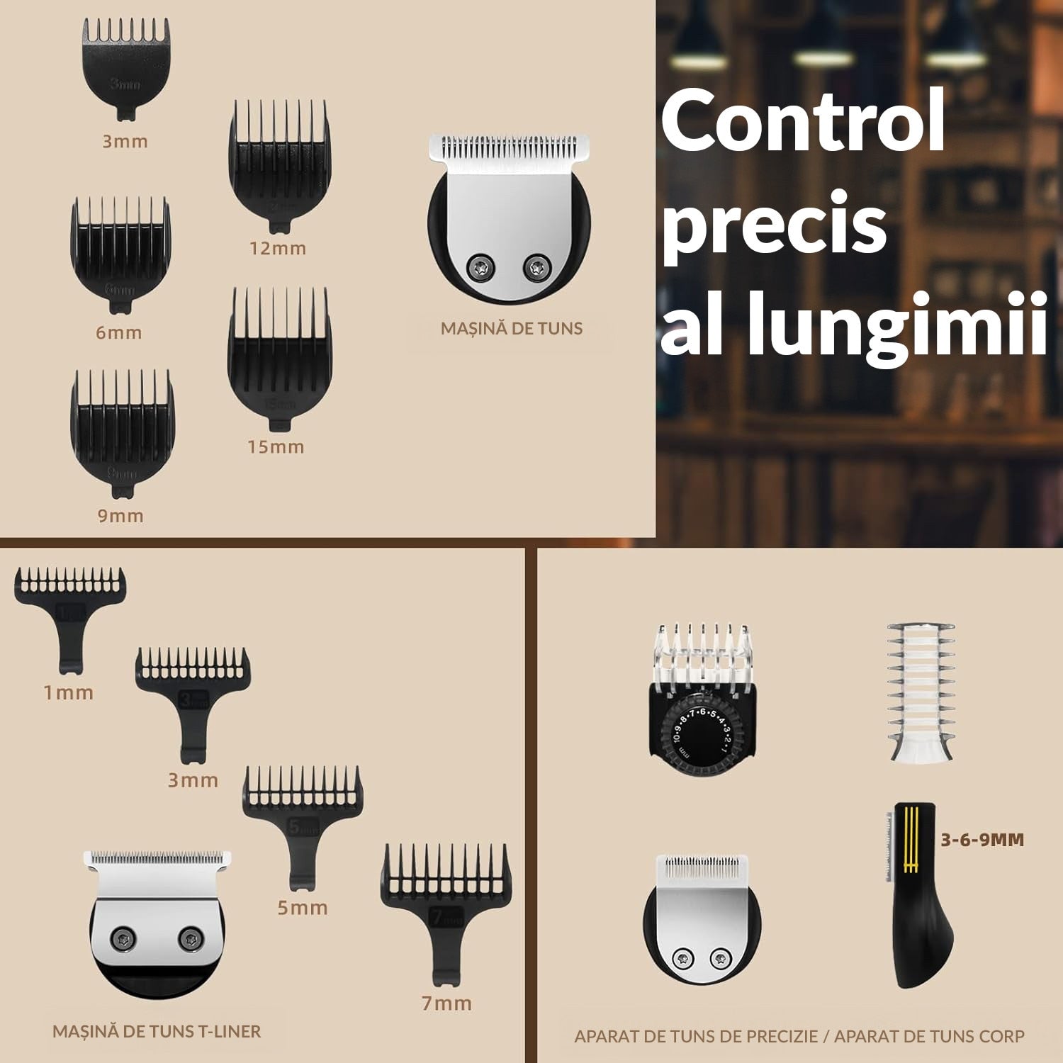 Masina de tuns si Aparat de ras BeGenius®, Multifunctionala 7 in 1, Lame Inox, Corp Metal, Profesional, Barba, Cap – imaginea 7
