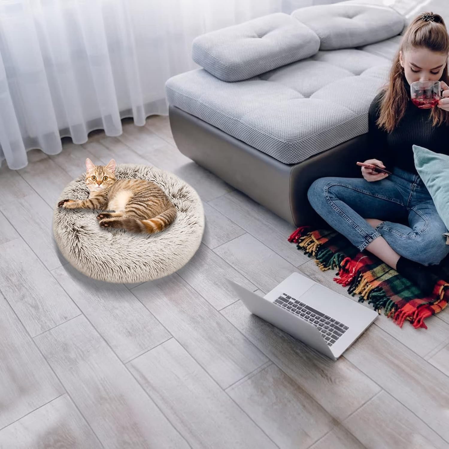 Pat Pentru Caini Sau Pisici NextWave®, pentru animale de companie, Rotund, Antiderapant, Confortabil Si Usor De Curatat – imaginea 7