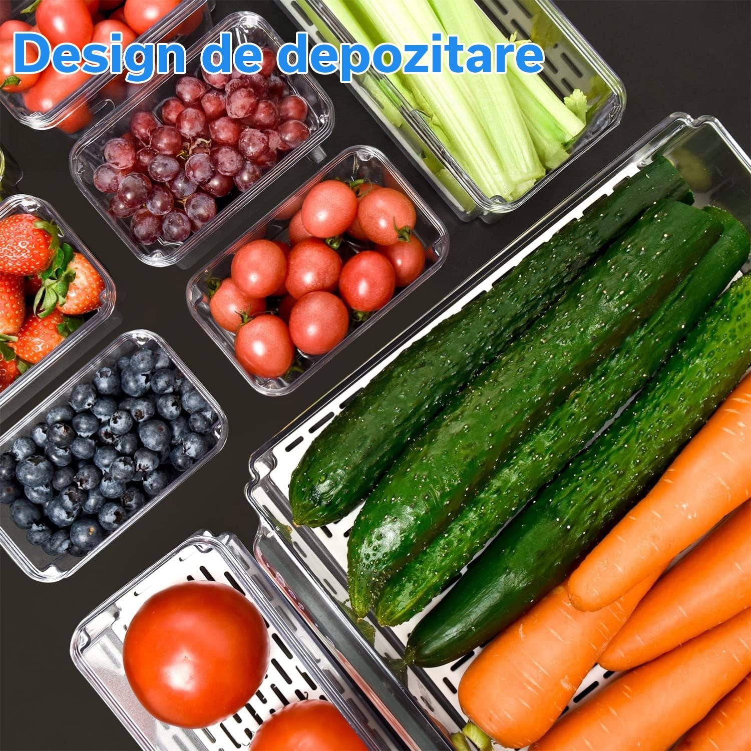 Set 10 organizatoare alimentare NextWave® pentru frigider – cutii cu capace suprapozabile, transparente, BPA Free, ideale – imaginea 7