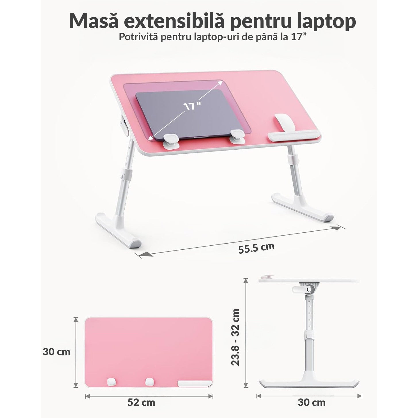 Masa pliabila pentru Laptop NextWave®️, pentru birou, pat sau canapea, 5 niveluri de inaltime si 4 unghiuri de inclinare – imaginea 7