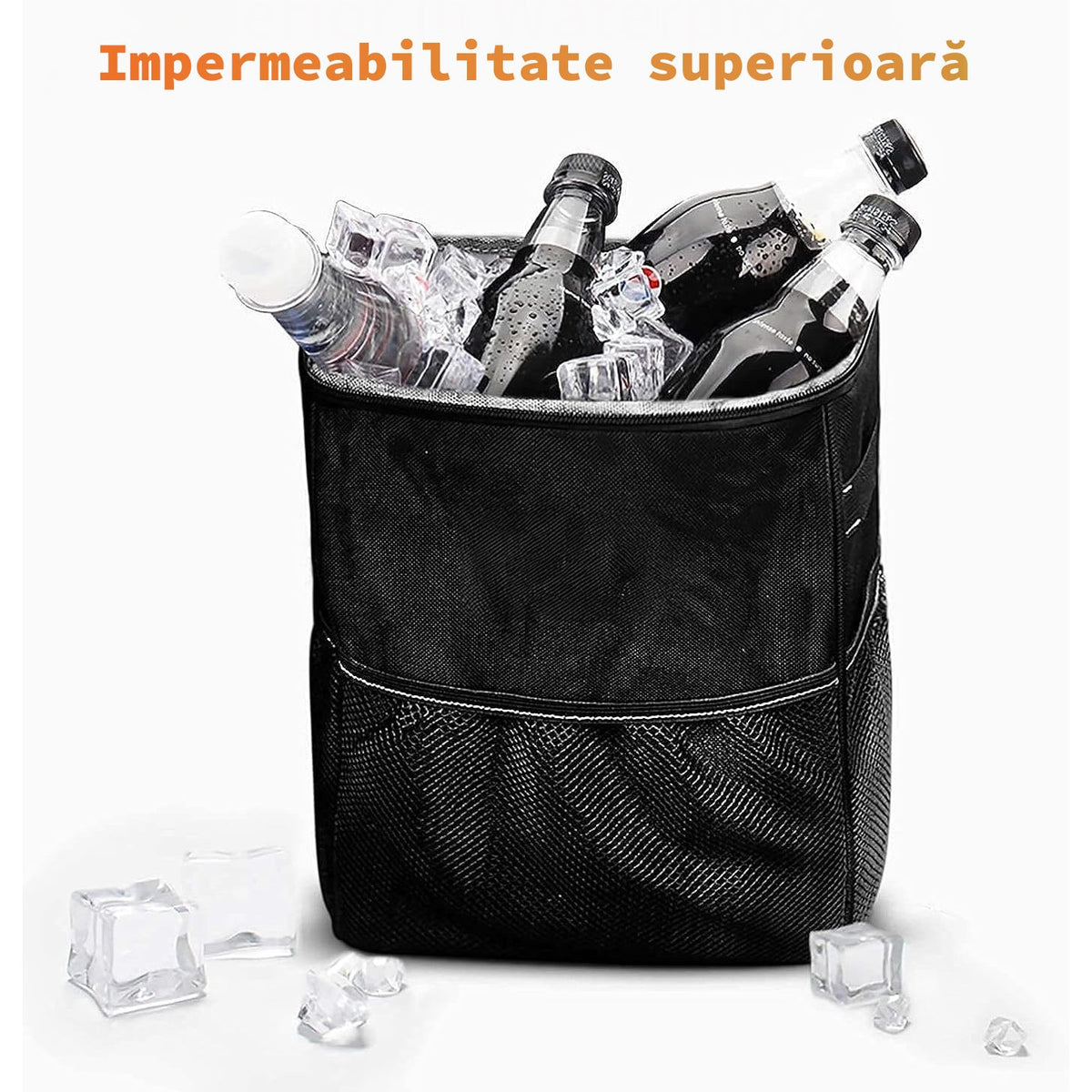 Cos de gunoi auto NextWave, pliabil cu capac, impermeabil, Negru, 14x20x26cm – imaginea 7