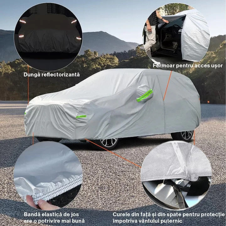 Prelata Auto Premium NextWave®️, Impermeabila, Protectie UV, Praf, Zapada, Inghet, Universala pentru Sedan, Buzunare – imaginea 7