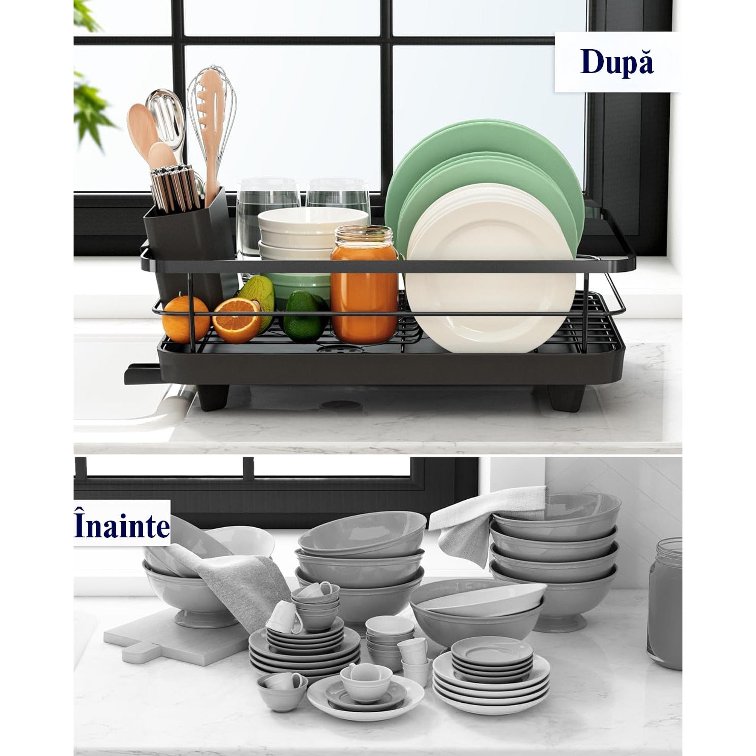 Scurgator vase cu suport scurgere automata NextWave®️, Suport pentru vase, multifunctional, suport pentru tacamuri si – imaginea 7
