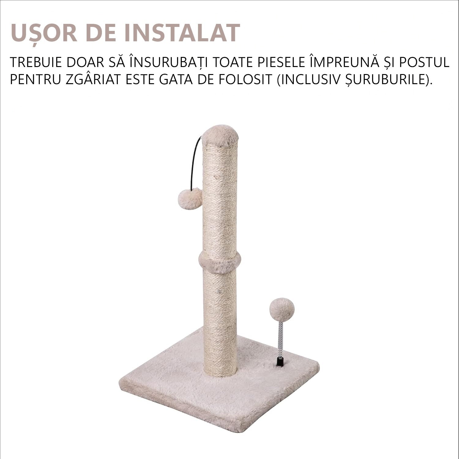 Ansamblu de joaca pentru pisici adulte sau pui NextWave®, Stalp pentru ascutit ghearelor, bila suspendata, confectionat din – imaginea 7