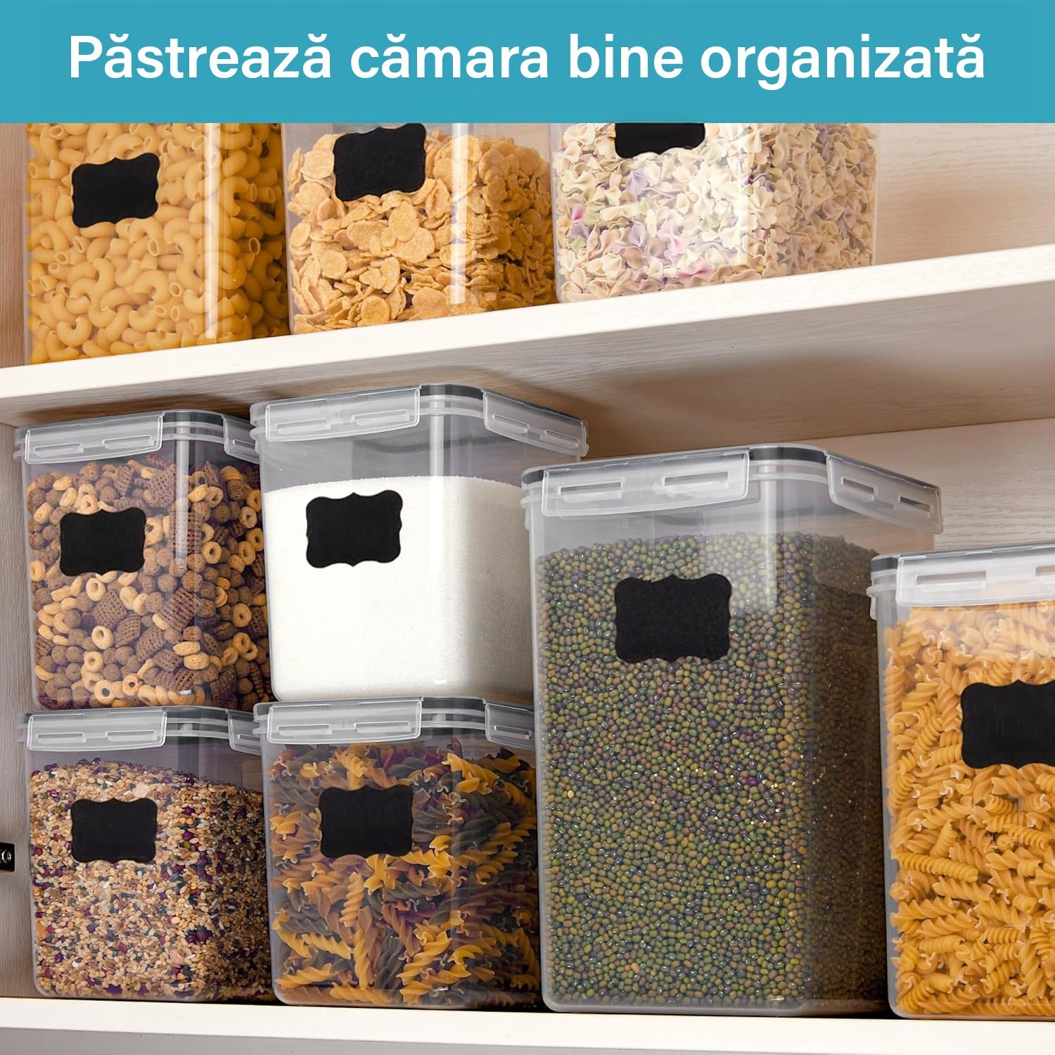 Set 10 recipiente ermetice pentru depozitare alimente NextWave® – plastic BPA Free, capace sigilabile, stivuibile, pentru – imaginea 7